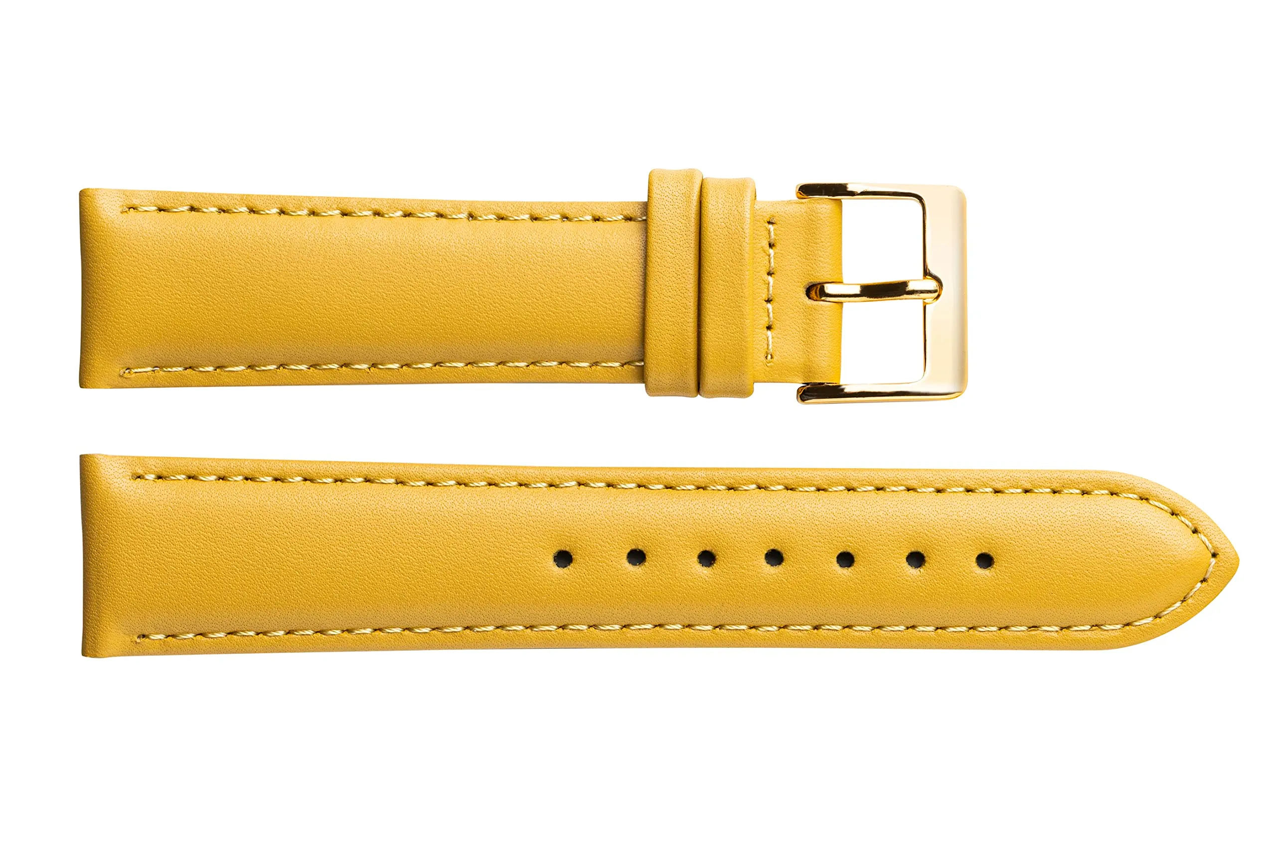 MARCHEL Cinturino in Pelle Liscia LLB, Cinturino in Pelle Bovina, Giallo, 16 mm, Classico - immagine 4