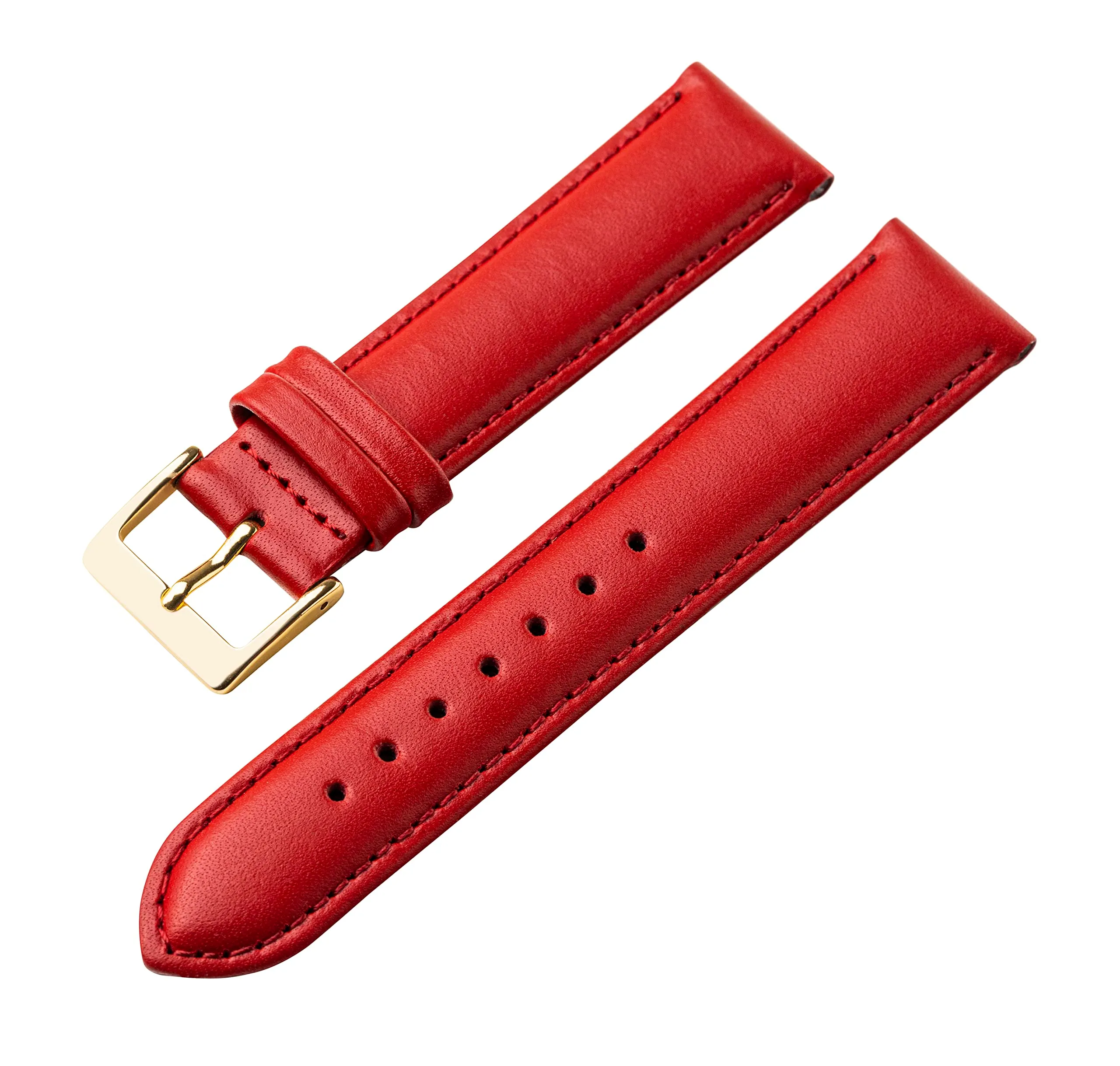 MARCHEL Cinturino in Pelle Liscia LLB, Cinturino in Pelle Bovina, Rosso Chiaro, 16 mm, Classico - immagine 2