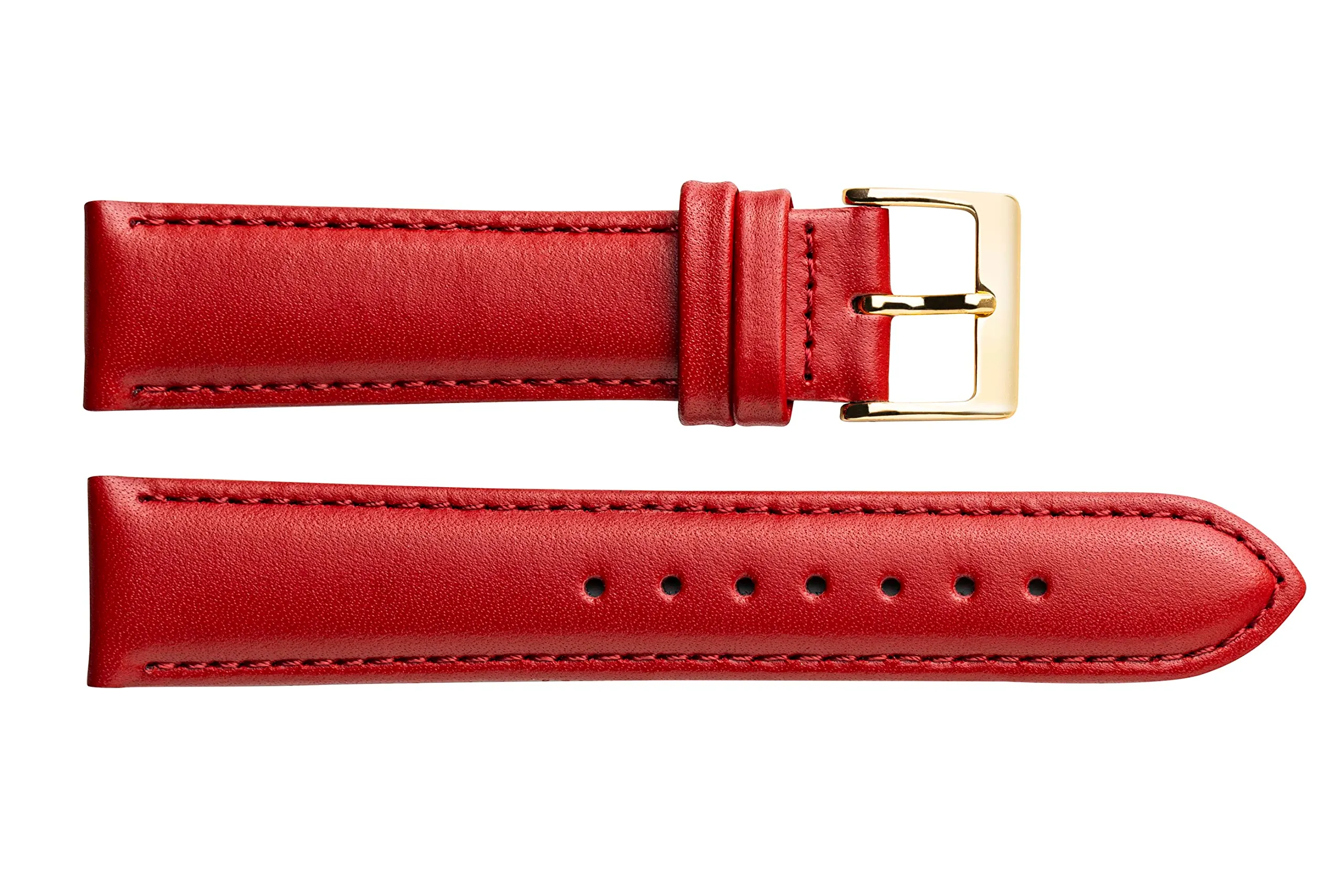 MARCHEL Cinturino in Pelle Liscia LLB, Cinturino in Pelle Bovina, Rosso Chiaro, 16 mm, Classico - immagine 4