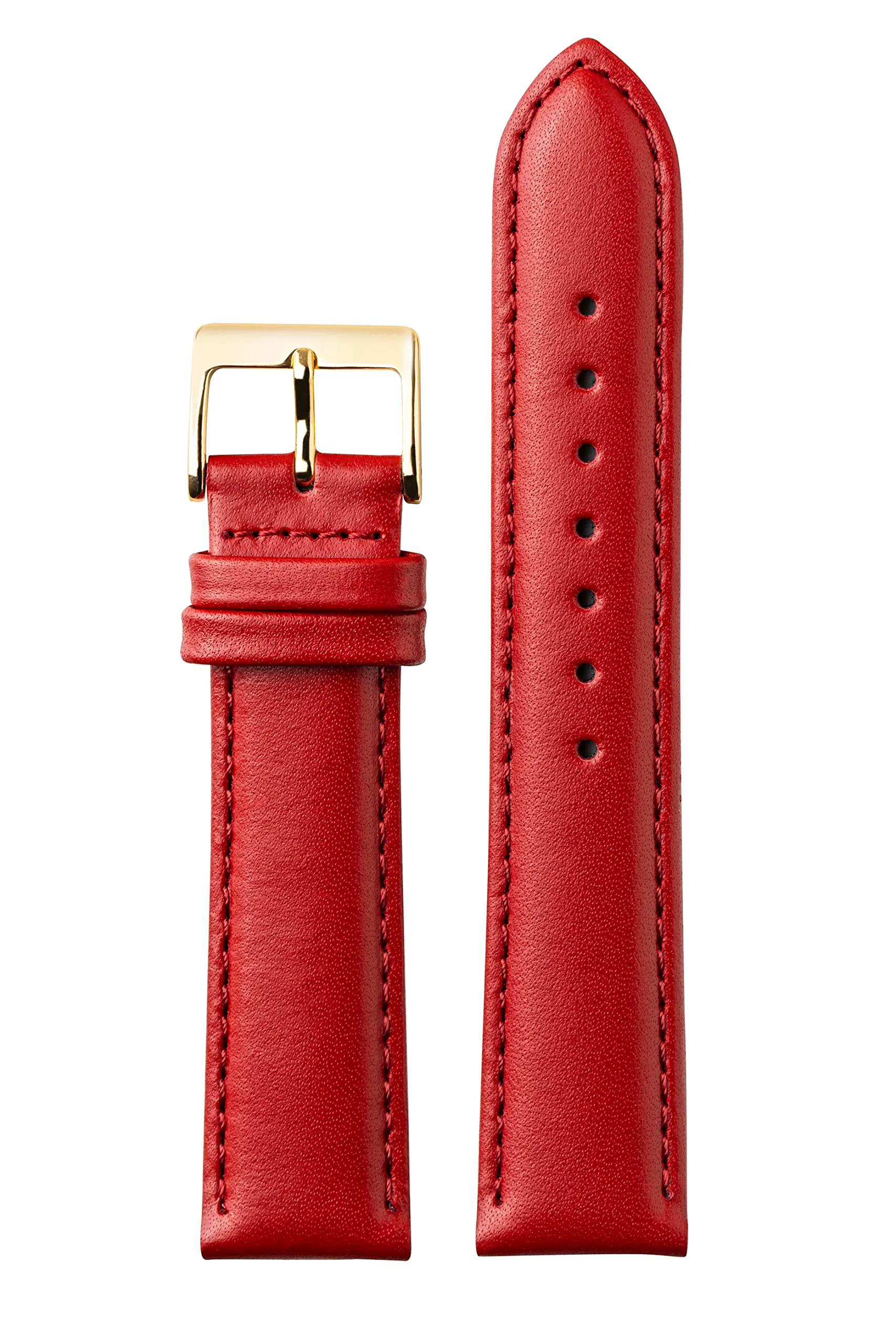 MARCHEL Cinturino in Pelle Liscia LLB, Cinturino in Pelle Bovina, Rosso Chiaro, 16 mm, Classico - immagine 5