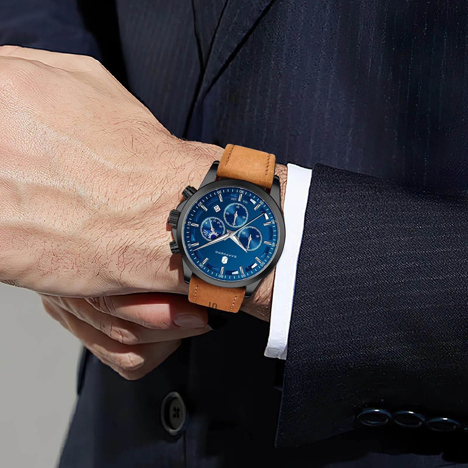BENYAR BY Orologio da uomo quarzo analogico Cronografi Orologi uomo Regali - immagine 3