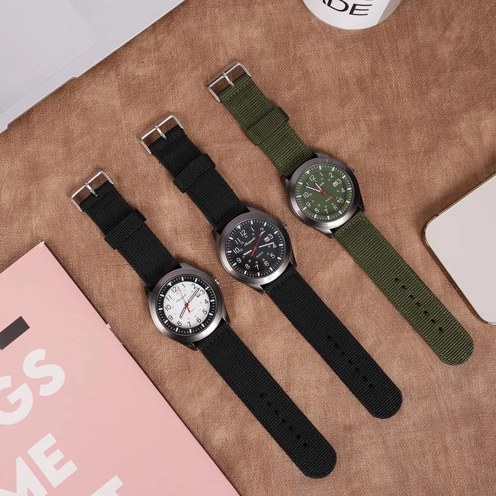 Vicloon Orologio da Uomo, Orologio Analogico al Quarzo, Orologio Militare Che si Illumina al Buio Con Datario e Cinturino in Nylon, Orologi Minimalisti Sportivi Tattici Dell'esercito (Nero) - immagine 6