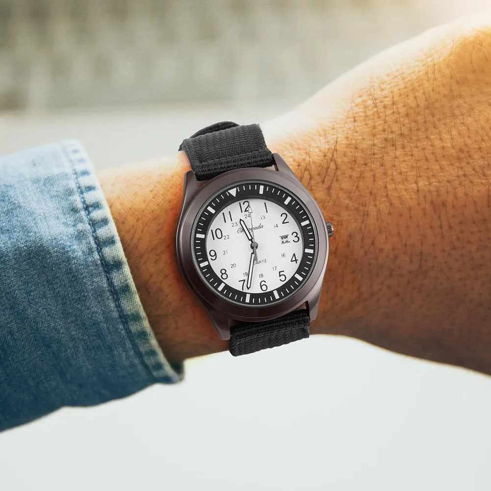 Vicloon Orologio da Uomo, Orologio Analogico al Quarzo, Orologio Militare Che si Illumina al Buio Con Datario e Cinturino in Nylon, Orologi Minimalisti Sportivi Tattici Dell'esercito (Nero) - immagine 7