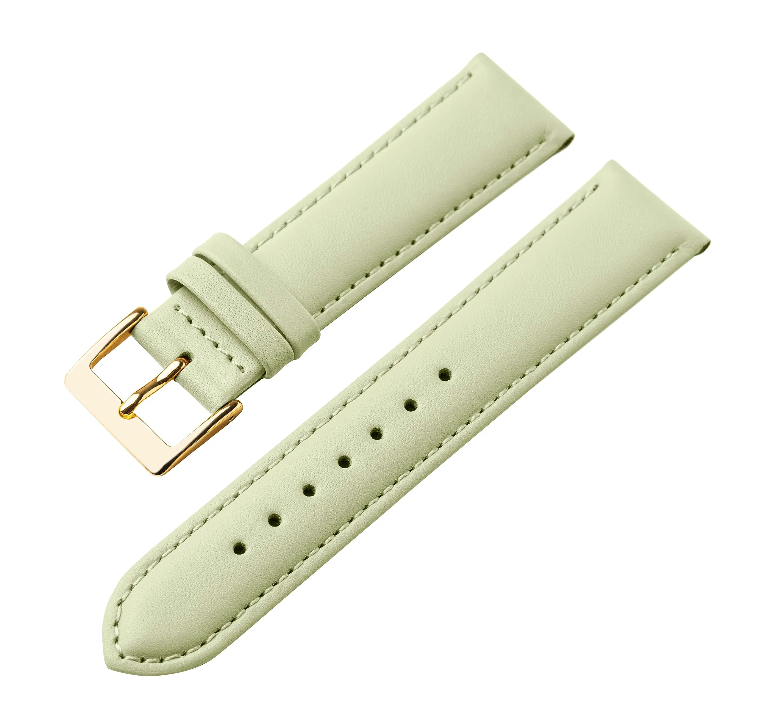 MARCHEL Cinturino in pelle liscia LLB con chiusura in oro, cinturino in vero cuoio LLB per orologio, cinturino in pelle bovina, pelle fine, 16 mm, Pelle - immagine 2