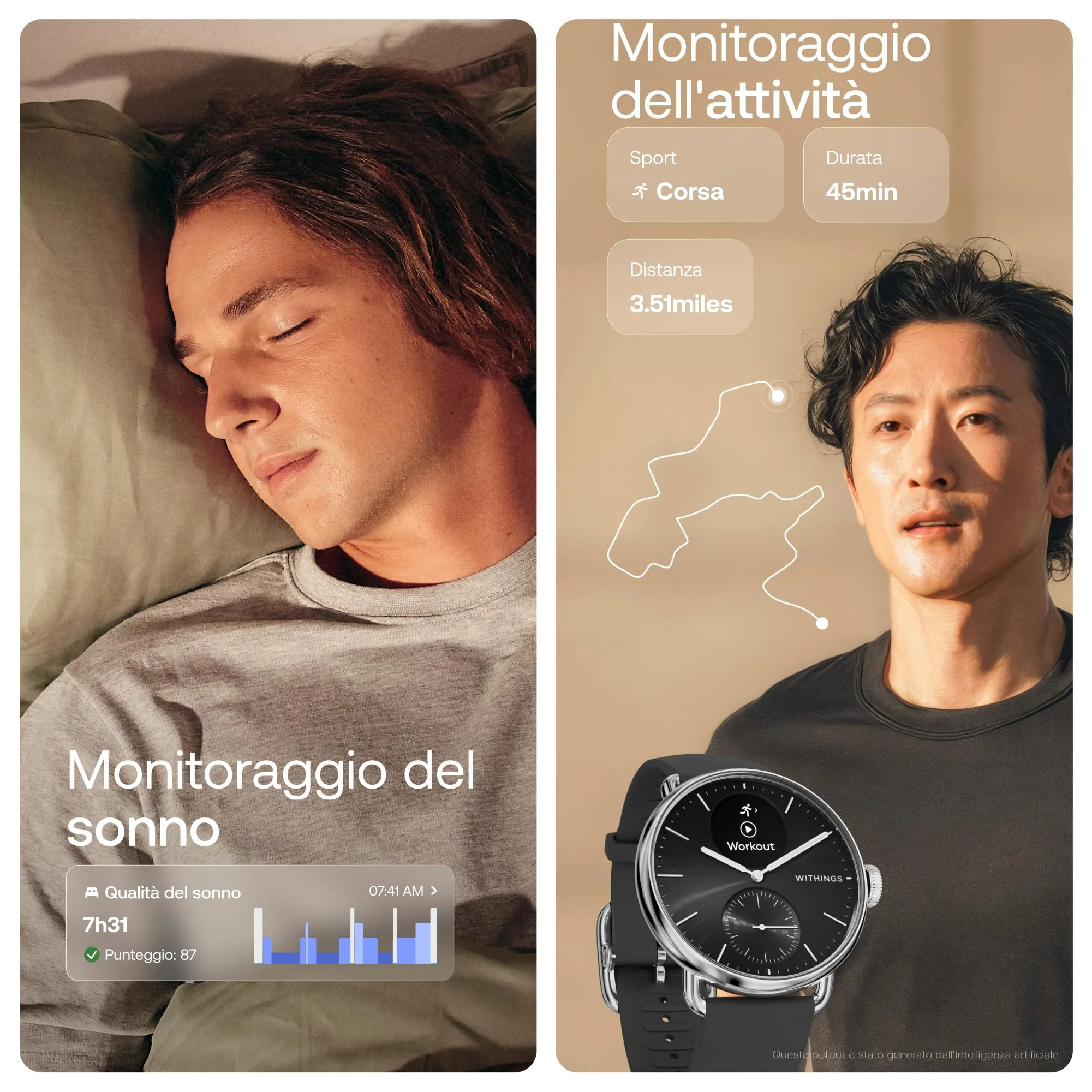 Withings ScanWatch 2, Smartwatch Hybrid, ECG, GPS Connesso, 38mm, Nero - immagine 5