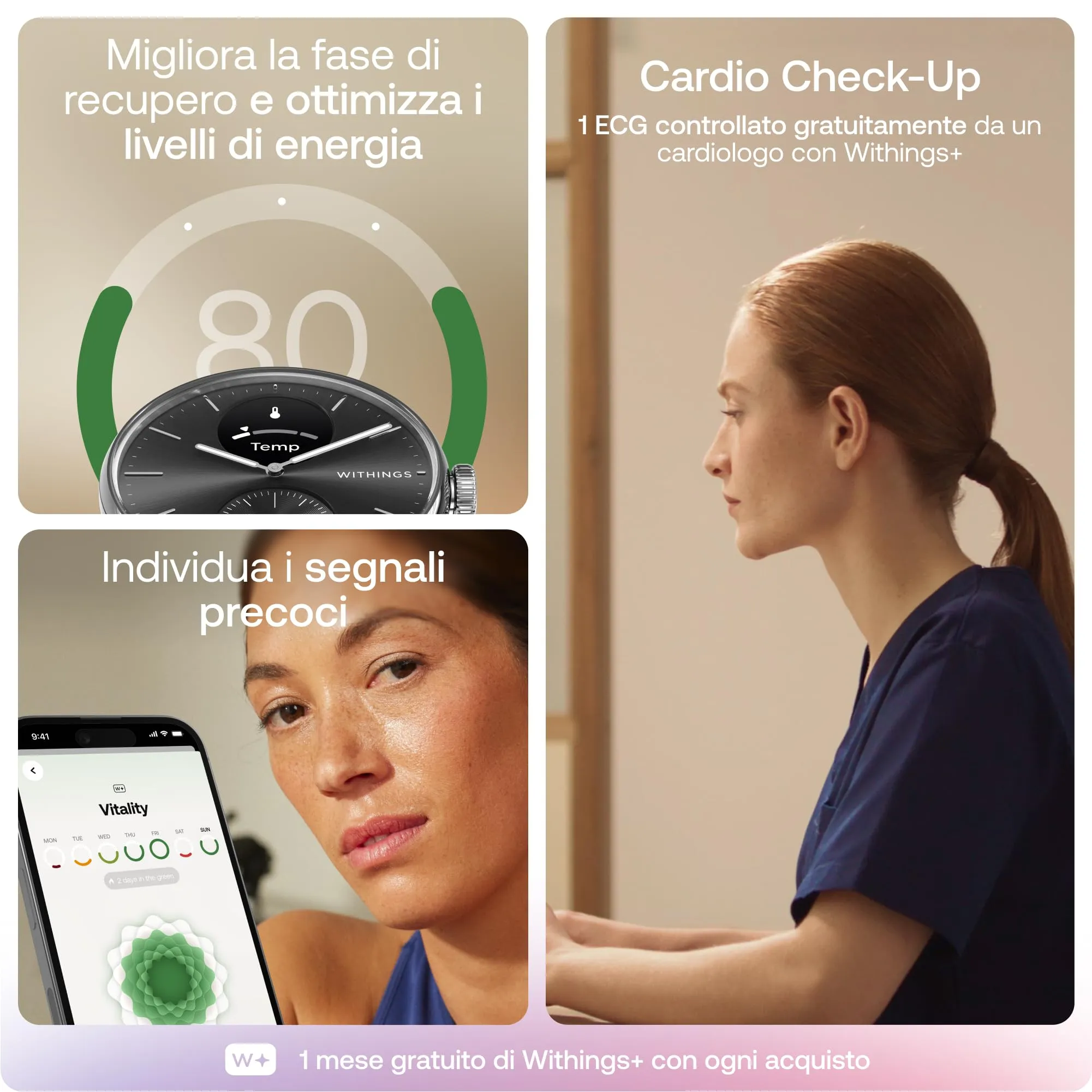Withings ScanWatch 2, Smartwatch Hybrid, ECG, GPS Connesso, 38mm, Nero - immagine 7