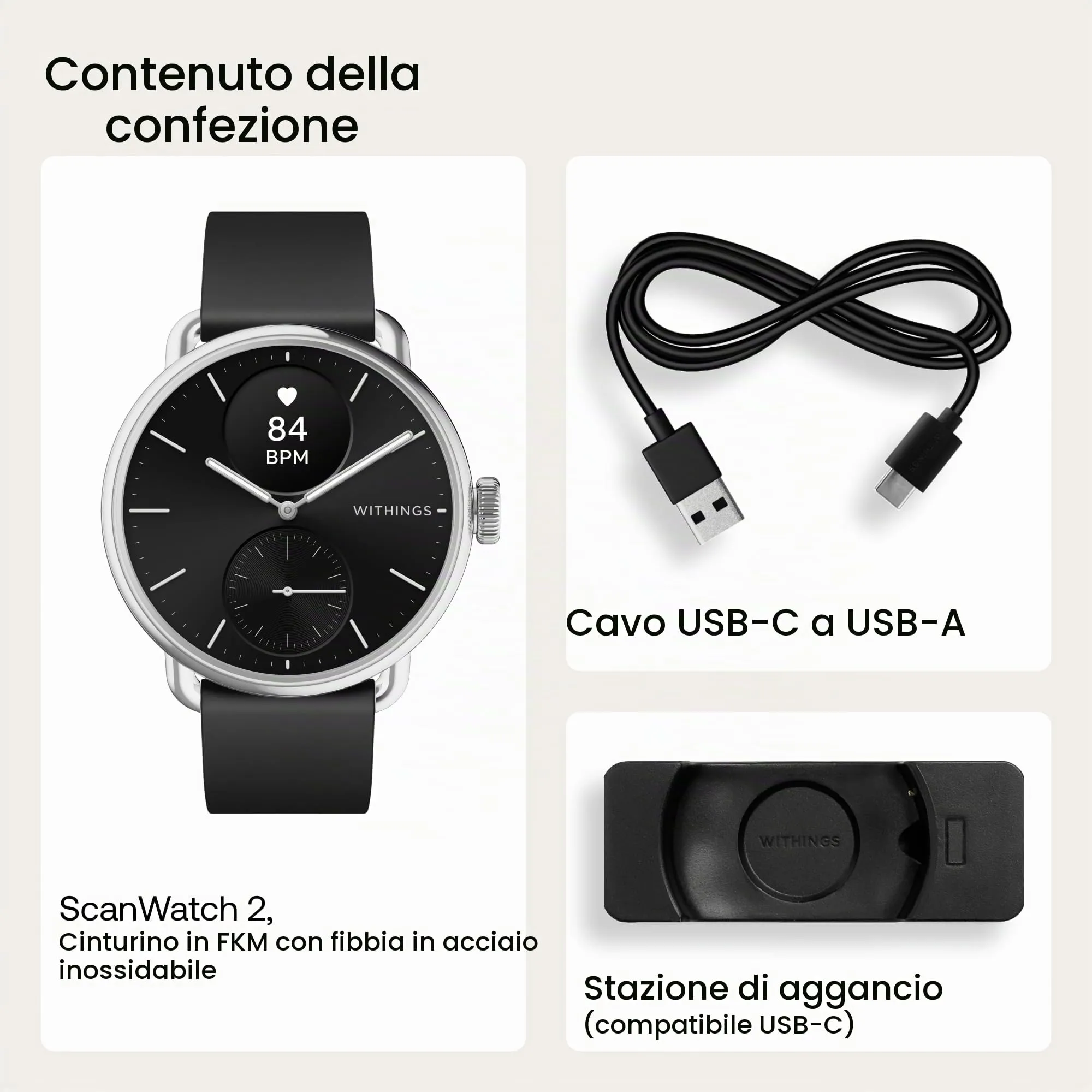 Withings ScanWatch 2, Smartwatch Hybrid, ECG, GPS Connesso, 38mm, Nero - immagine 8