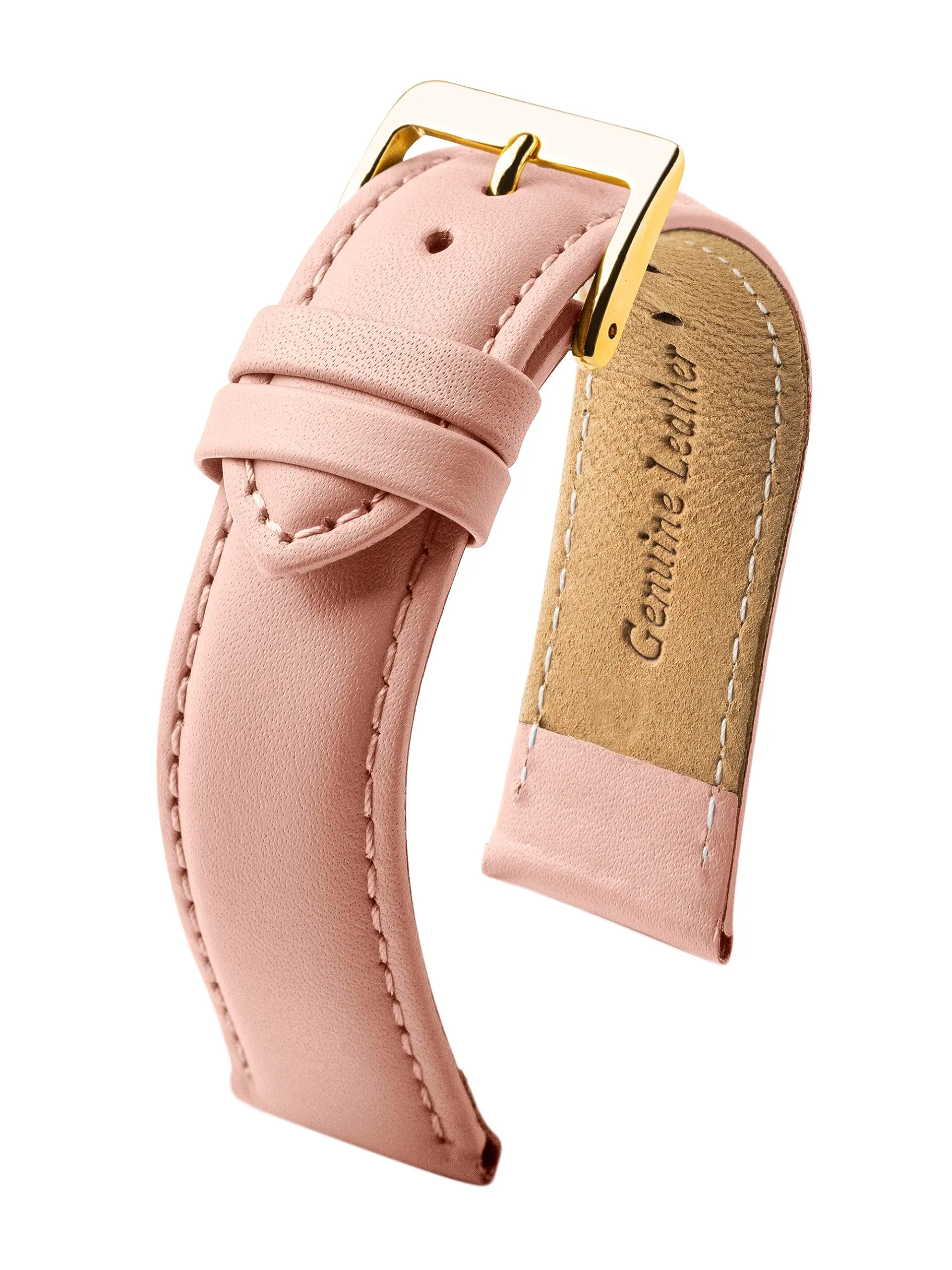 MARCHEL - Cinturino in pelle liscia LLB con chiusura in oro, cinturino per orologio in pelle bovina, in vero cuoio, 22 mm, Classico - immagine 3