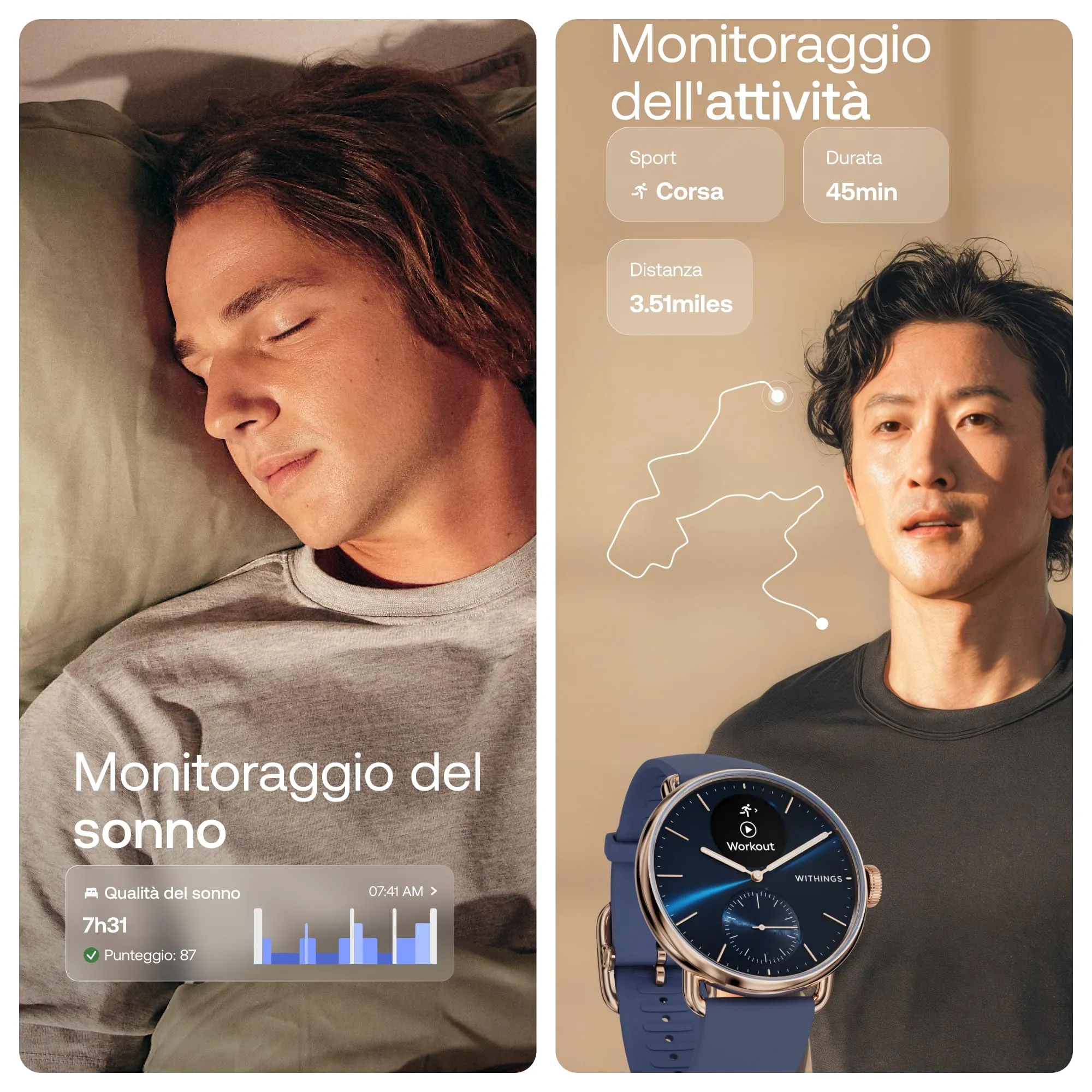 Withings ScanWatch 2, Smartwatch Hybrid, ECG, GPS Connesso, 38mm, Blu - immagine 5