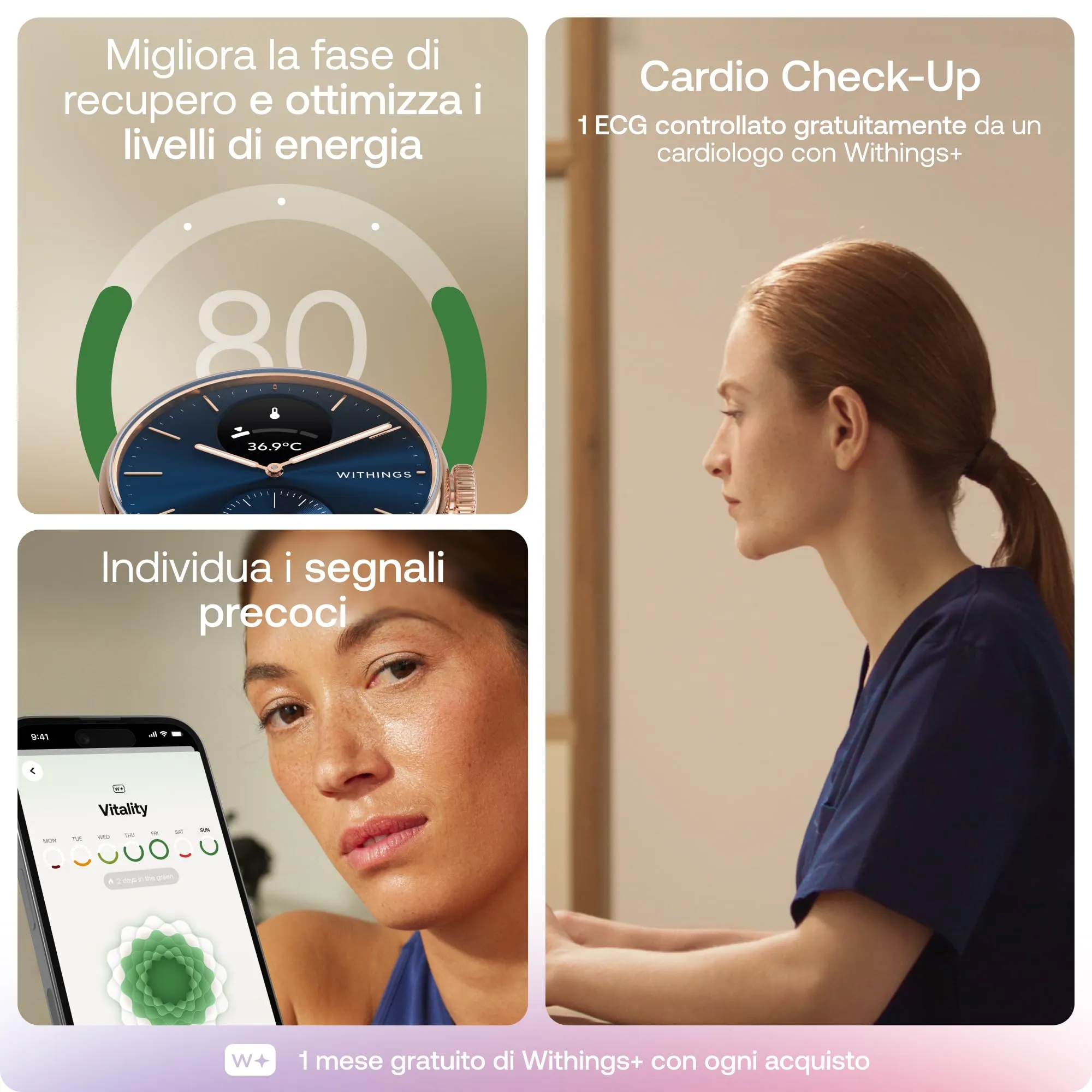 Withings ScanWatch 2, Smartwatch Hybrid, ECG, GPS Connesso, 38mm, Blu - immagine 7