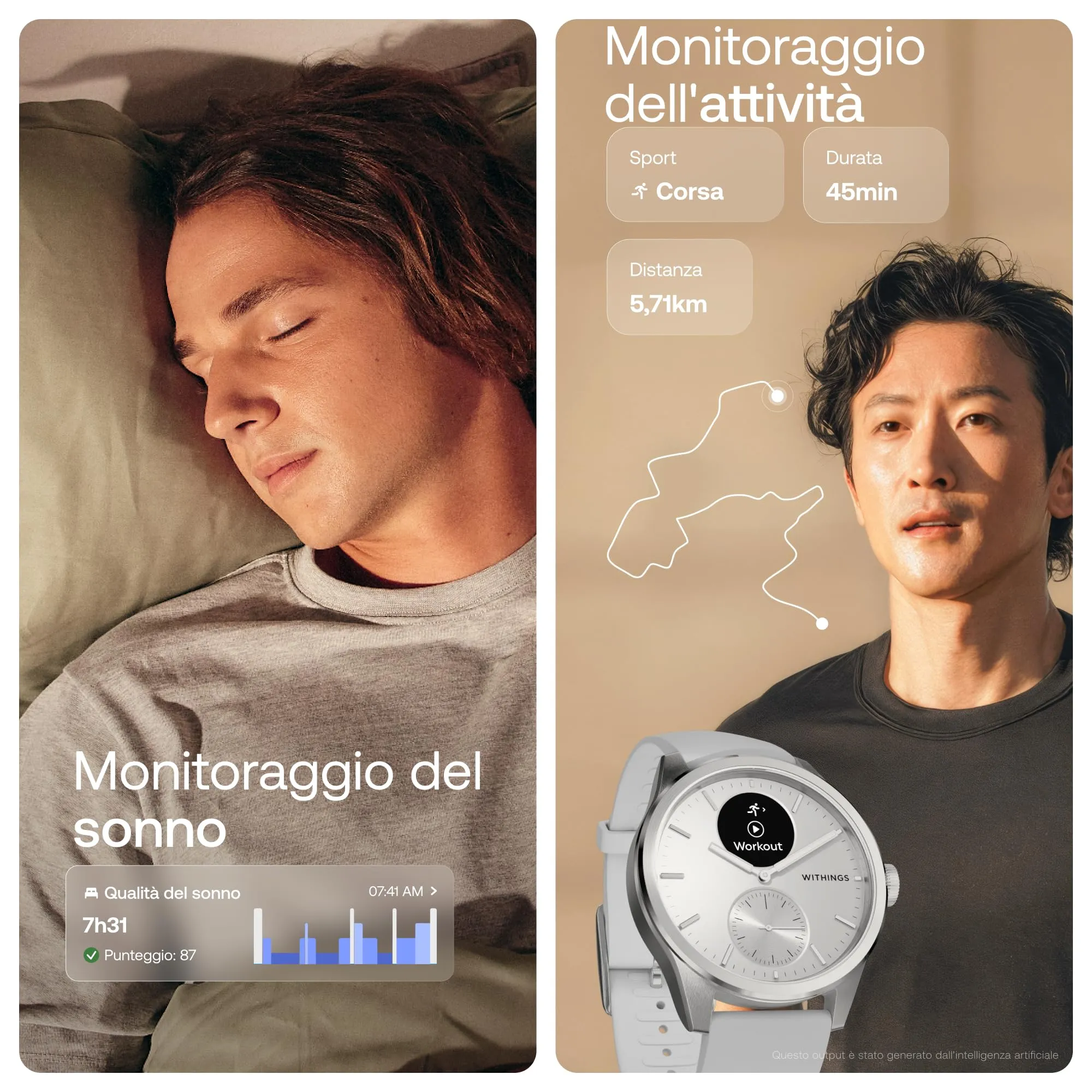Withings ScanWatch 2 – Connected Healthwatch, Elettrocardiogramma ECG, SpO2, Temperatura, Monitoraggio del sonno, Salute respiratoria, Attività, Calorie, Impermeabile, Batteria 30 giorni, Android iOS - immagine 5