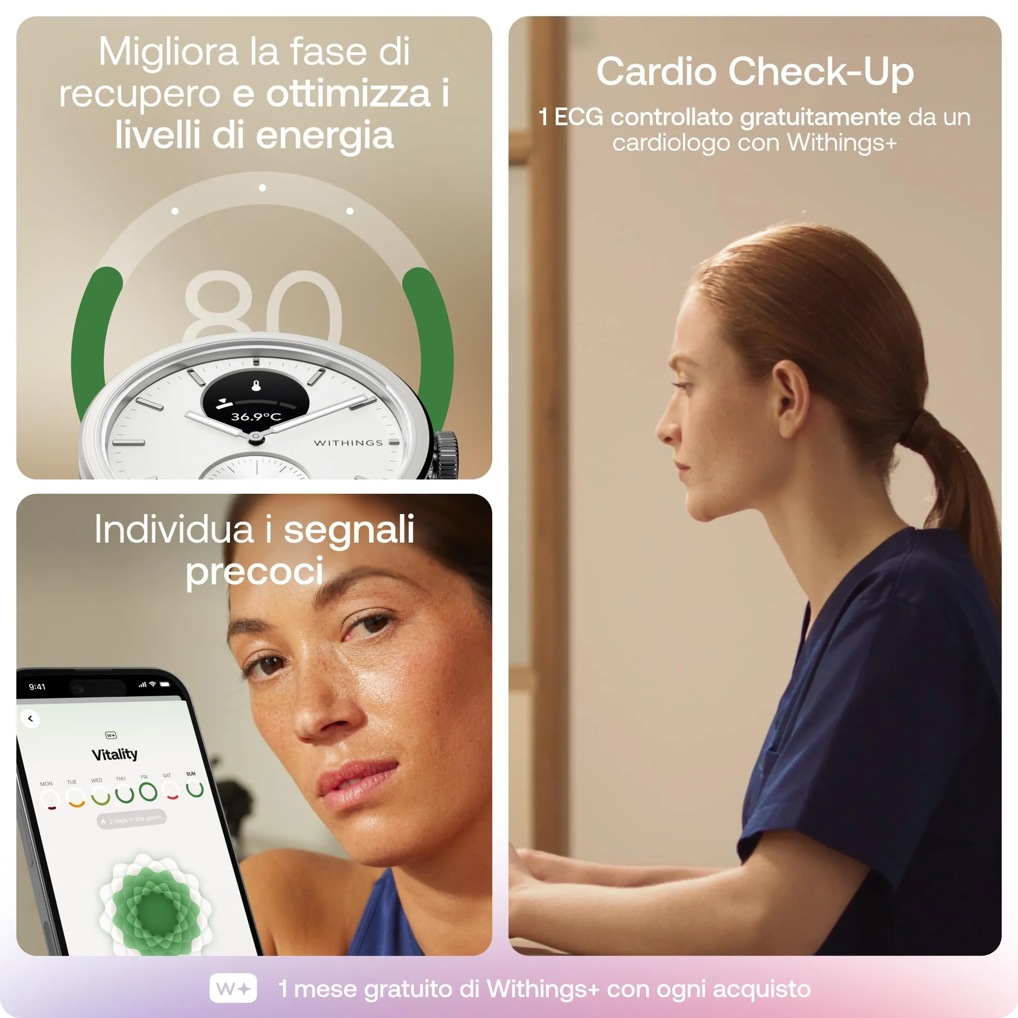 Withings ScanWatch 2 – Connected Healthwatch, Elettrocardiogramma ECG, SpO2, Temperatura, Monitoraggio del sonno, Salute respiratoria, Attività, Calorie, Impermeabile, Batteria 30 giorni, Android iOS - immagine 7