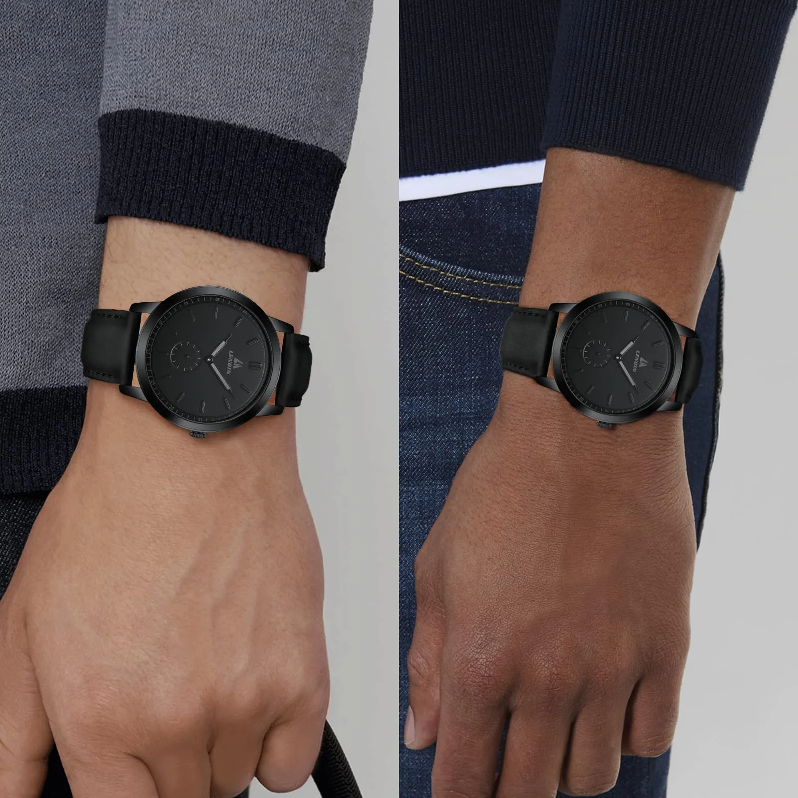 LN LENQIN Orologio Uomo Analogico Al Quarzo 30M Impermeabile Orologi Da Polso Da Uomo Moda Business Orologio da Di Design Cinturino in Pelle - immagine 6