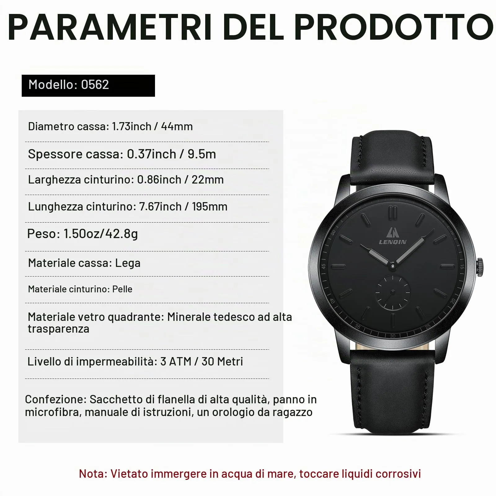 LN LENQIN Orologio Uomo Analogico Al Quarzo 30M Impermeabile Orologi Da Polso Da Uomo Moda Business Orologio da Di Design Cinturino in Pelle - immagine 8