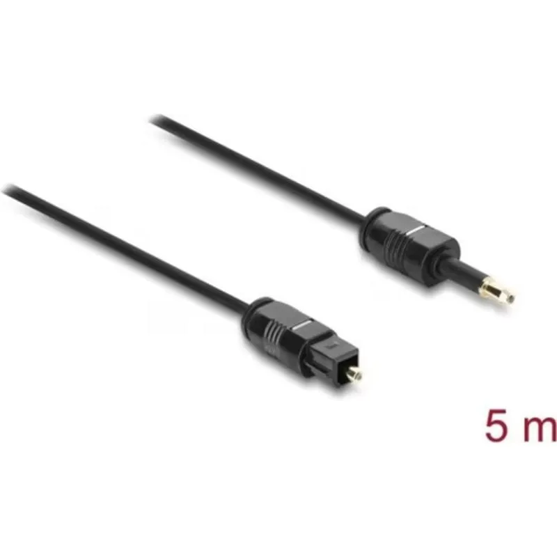 Cavo audio Delock jack 3,5 mm maschio a TOSLINK maschio 5 m nero - immagine 1