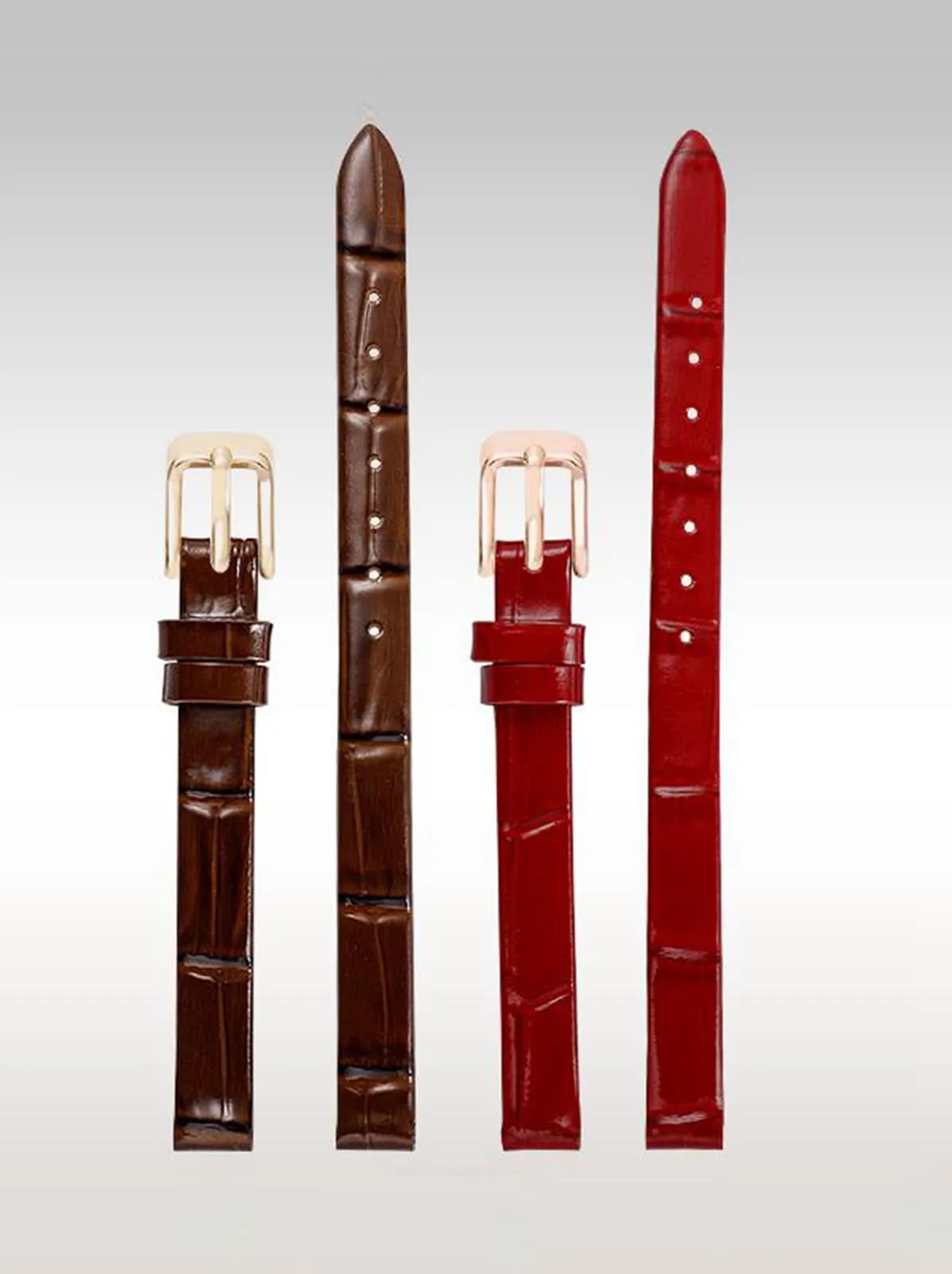 Chlikeyi Cinturino 6-18mm da donna in vera pelle, cinturino sottile di piccole dimensioni, Oro rosa bianco, 6mm - immagine 2