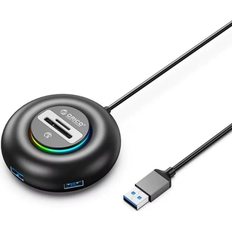 Hub Orico 4 porte 5 Gbit/s modello YXR4 con lettore SD e illuminazione RGB - immagine 1