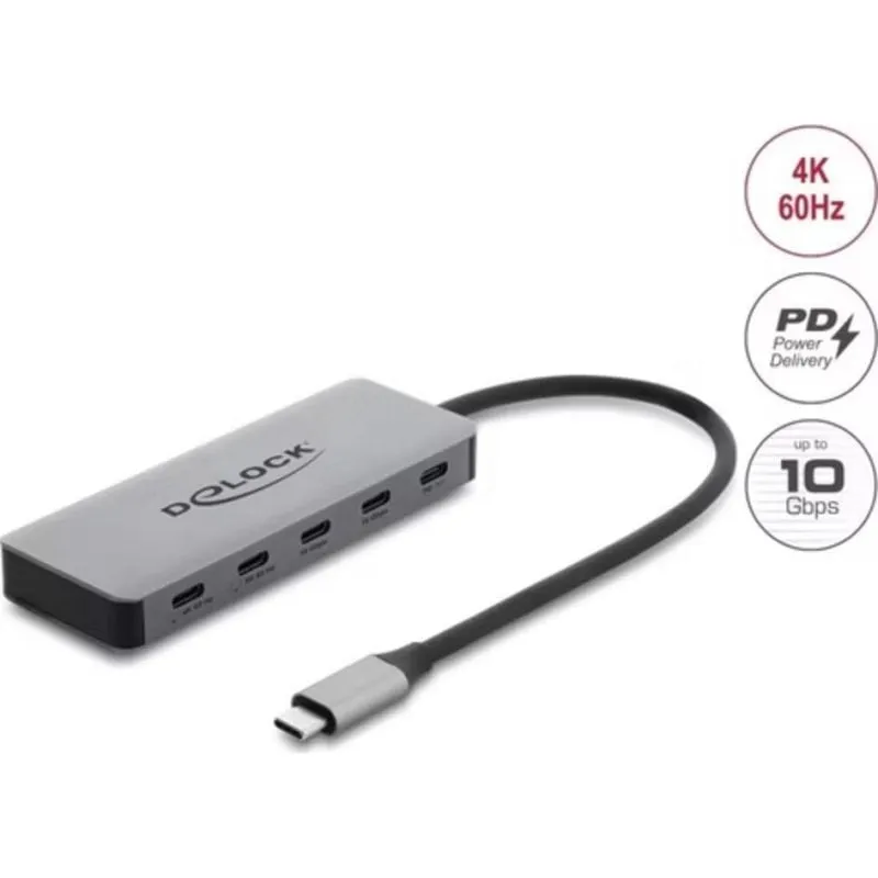Hub Delock 1 porta USB-C 100 W modello 64371 con ricarica rapida - immagine 1