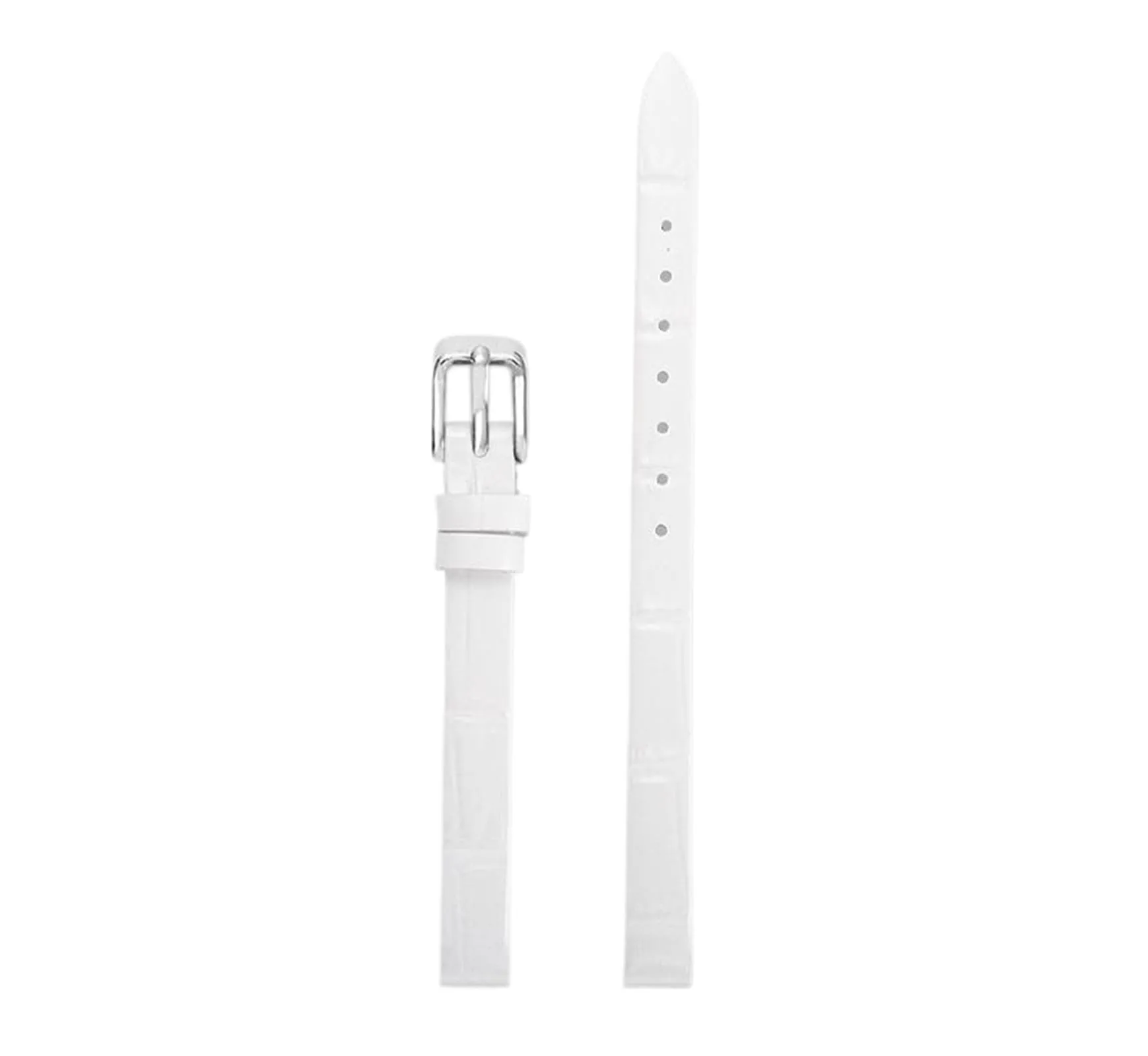 Chlikeyi Cinturino 6-18mm da donna in vera pelle, cinturino sottile di piccole dimensioni, Bianco Argento, 11mm - immagine 1