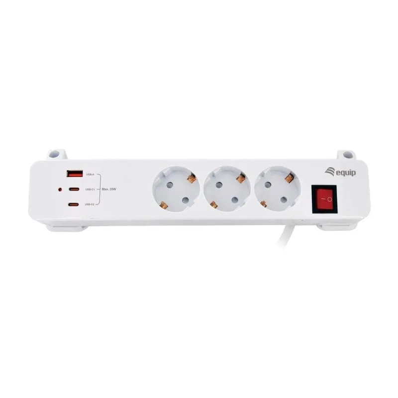Multipresa Equip 245556 3 prese Tipo F 2 USB-C 1 USB-A 20W - immagine 1