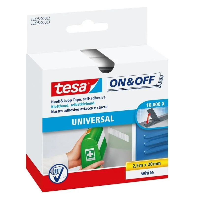 Nastro Velcro Tesa 55225 Autoadesivo Bianco 20 mm x 2,5 m - immagine 1
