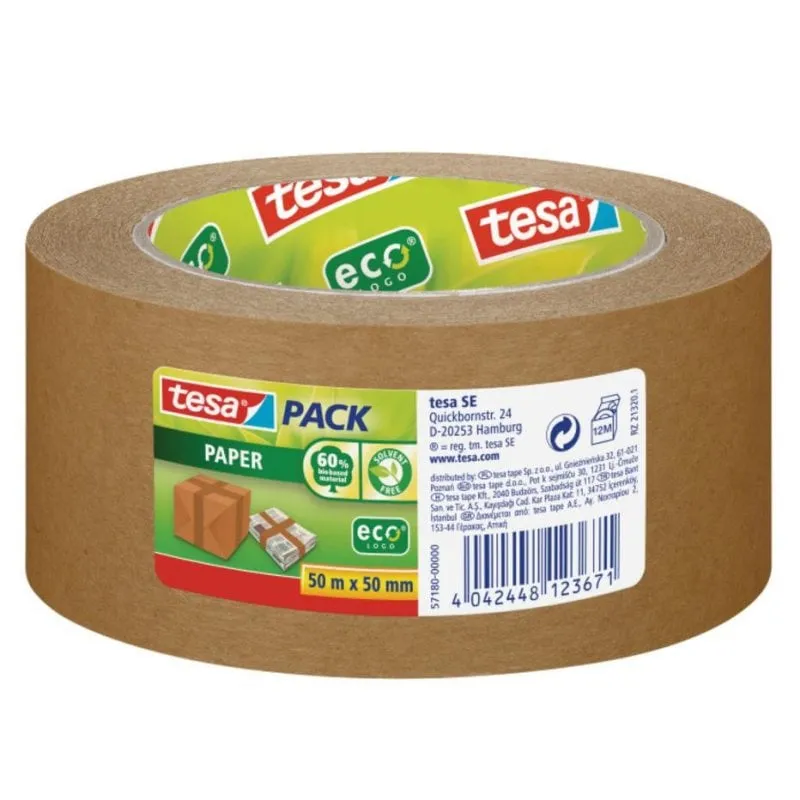 Nastro adesivo Tesa 57180 Carta ecologica marrone 50 m x 50 mm - immagine 1