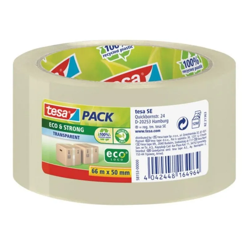 Nastro adesivo per imballaggio Tesa tesapack Eco & Strong 66 m x 50 mm trasparente - immagine 1