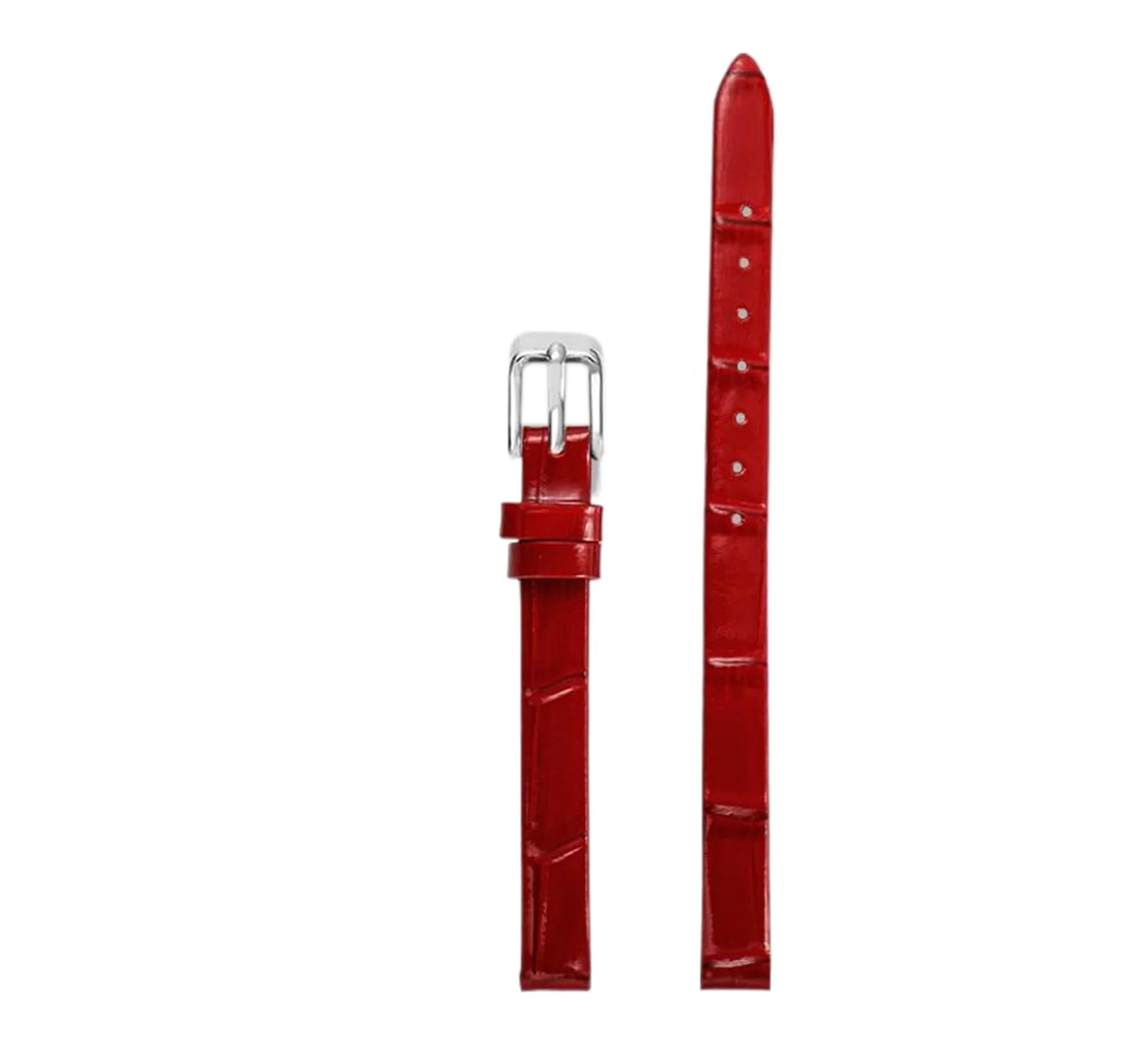 Chlikeyi Cinturino 6-18mm da donna in vera pelle, cinturino sottile di piccole dimensioni, Rosso Argento, 14mm - immagine 1