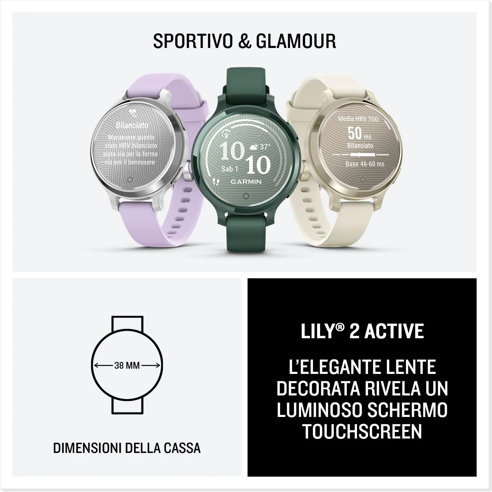 Garmin Lily 2 Active, 38mm, Smartwatch GPS, Jasper Green - immagine 7