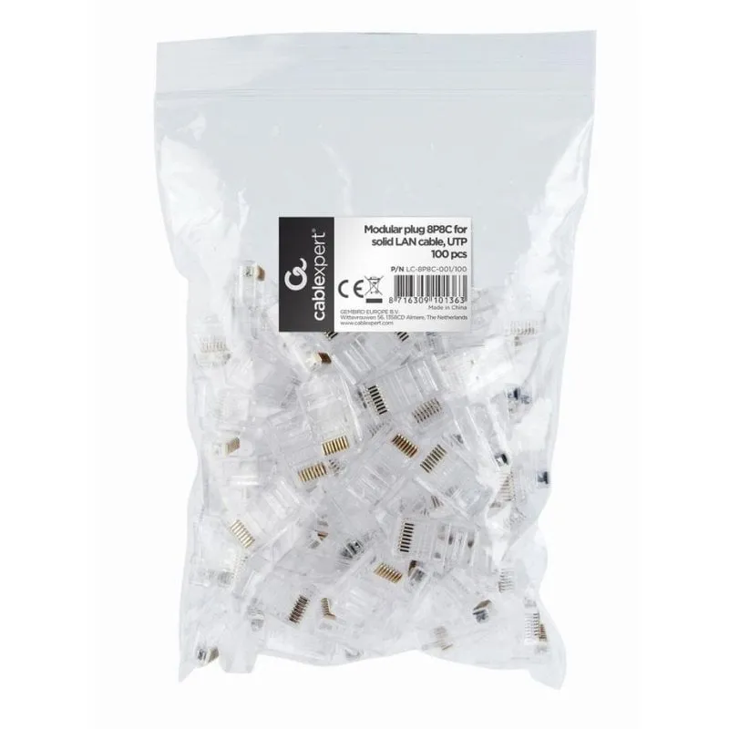 Connettore RJ45 Gembird LC-8P8C-001/100 Cat5 Dorato 100 unità - immagine 1