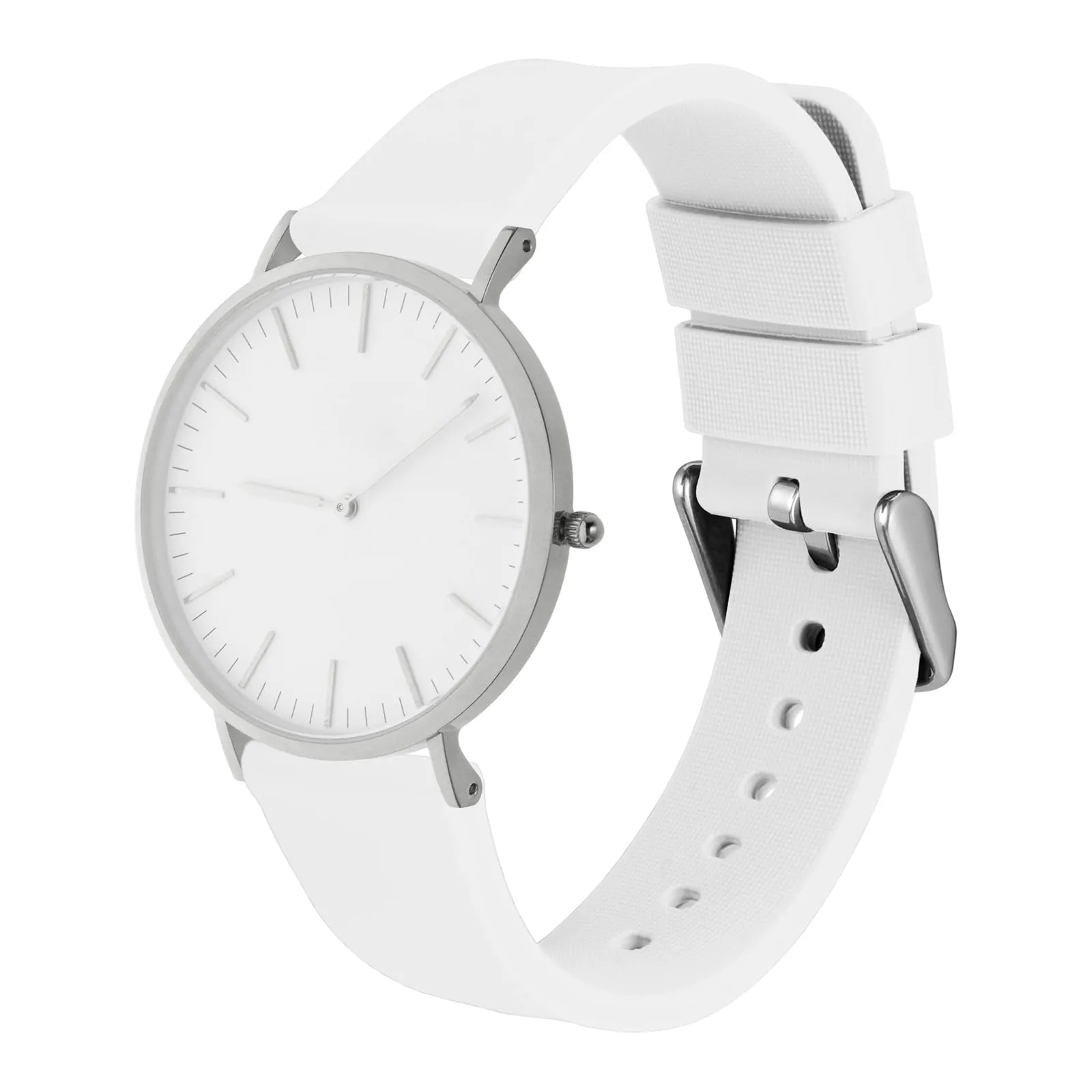 WOCCI 15mm Orologi Cinturino in Silicone con Fibbia Argento per Uomo e Donna (Bianco) - immagine 8