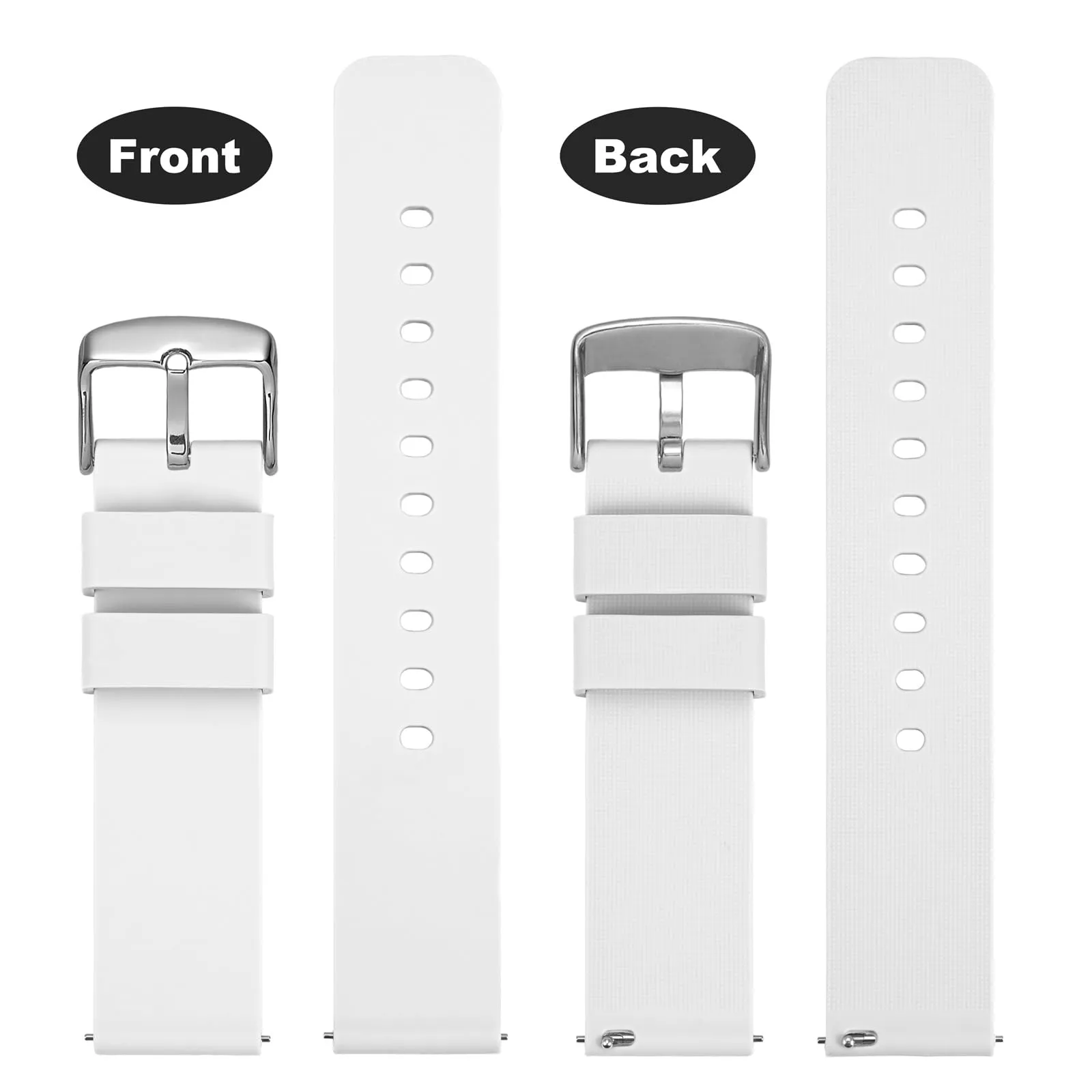 WOCCI 17mm Orologi Cinturino in Silicone con Fibbia Argento per Uomo e Donna (Bianco) - immagine 4