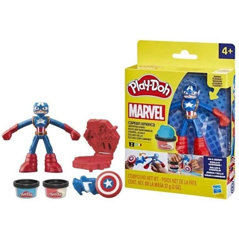 Gioco Play-Doh Marvel Captain America Set Scudo Stampatore Figura 10 cm - immagine 1