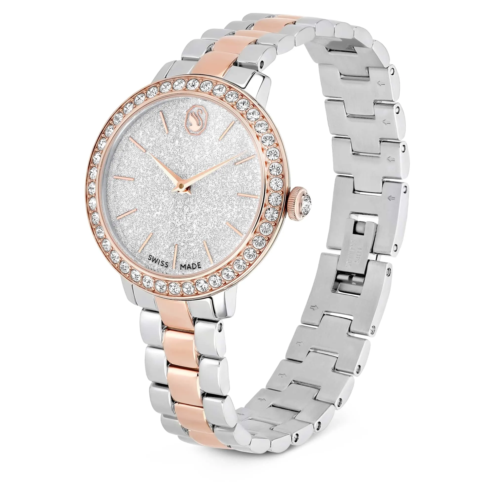 Swarovski Matrix 3-Link Orologio, con Cristalli, Swiss Made, Meccanismo al Quarzo, Impermeabile Fino a 50 m, Placcatura in Tono Oro Rosa, 30 x 30 mm, 7 mm, 12,5-19 cm, 1,2 cm - immagine 2