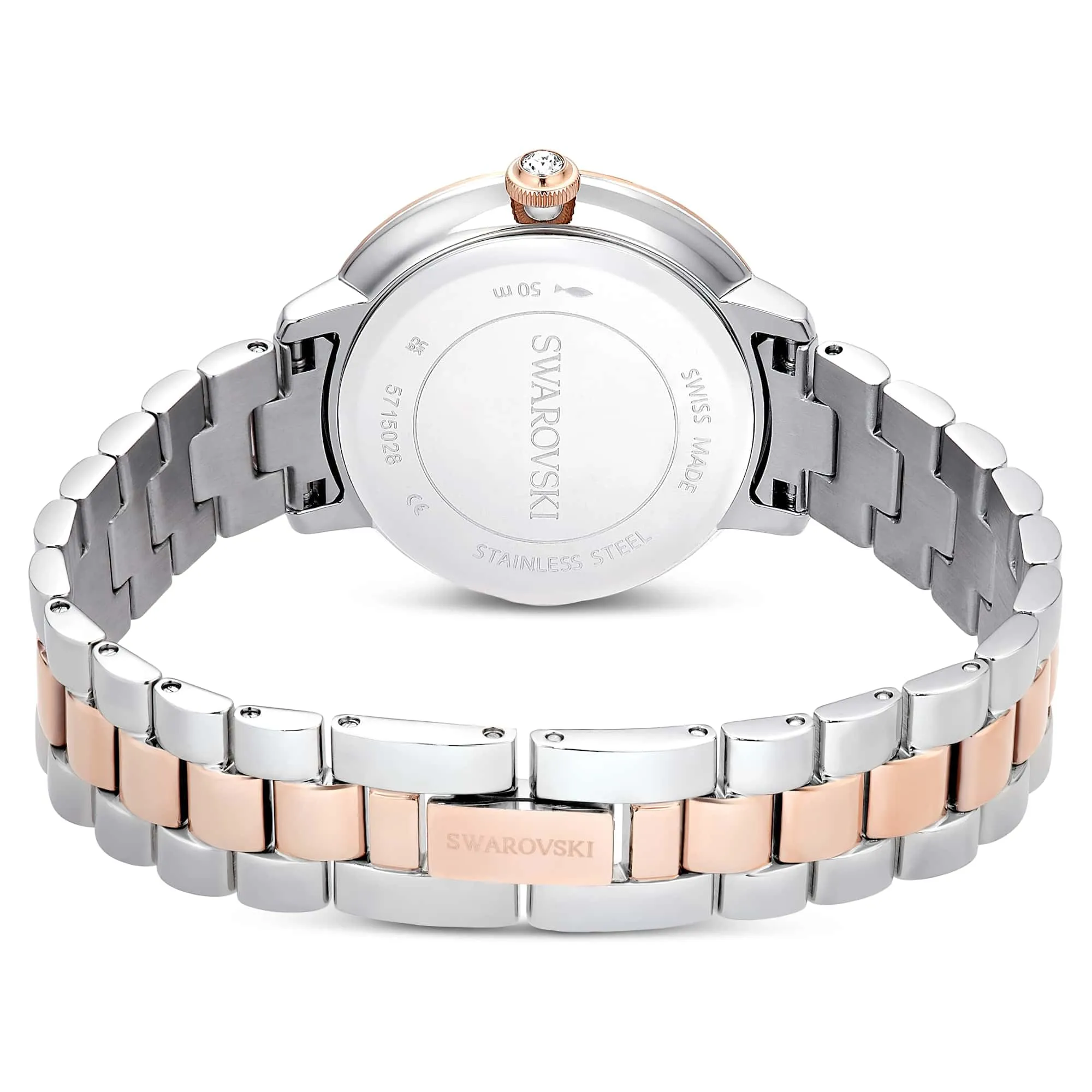Swarovski Matrix 3-Link Orologio, con Cristalli, Swiss Made, Meccanismo al Quarzo, Impermeabile Fino a 50 m, Placcatura in Tono Oro Rosa, 30 x 30 mm, 7 mm, 12,5-19 cm, 1,2 cm - immagine 3