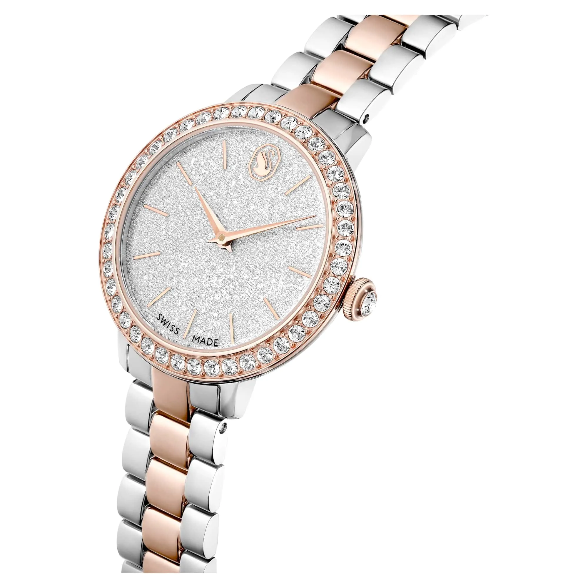 Swarovski Matrix 3-Link Orologio, con Cristalli, Swiss Made, Meccanismo al Quarzo, Impermeabile Fino a 50 m, Placcatura in Tono Oro Rosa, 30 x 30 mm, 7 mm, 12,5-19 cm, 1,2 cm - immagine 4