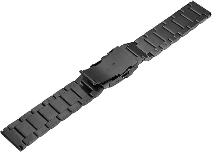 Kai Tian 26mm Metal Watch Band, spazzolato Finitura 3 appartamenti nero in acciaio inox cinturino dell'orologio con doppia chiusura per gli uomini e le donne - immagine 7