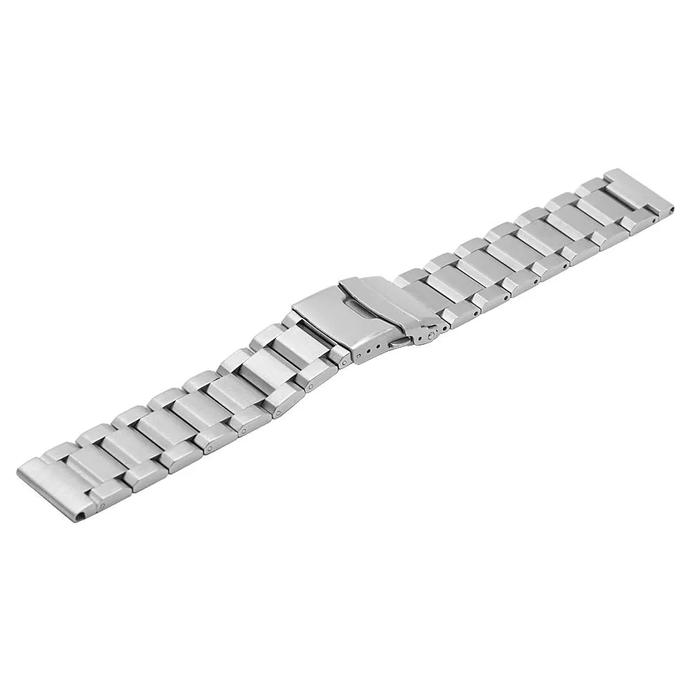 Kai Tian Cinturino per orologio in metallo spazzolato con finitura lucida e massiccia doppia chiusura, per uomini e donne, 18 mm, 20 mm, 21 mm, 22 mm, 24 mm, 26 mm, 26mm - immagine 4
