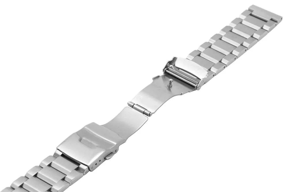 Kai Tian Cinturino per orologio in metallo spazzolato con finitura lucida e massiccia doppia chiusura, per uomini e donne, 18 mm, 20 mm, 21 mm, 22 mm, 24 mm, 26 mm, 26mm - immagine 5