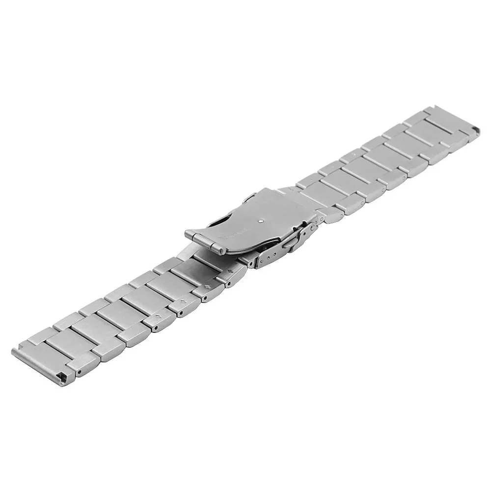 Kai Tian Cinturino per orologio in metallo spazzolato con finitura lucida e massiccia doppia chiusura, per uomini e donne, 18 mm, 20 mm, 21 mm, 22 mm, 24 mm, 26 mm, 26mm - immagine 7