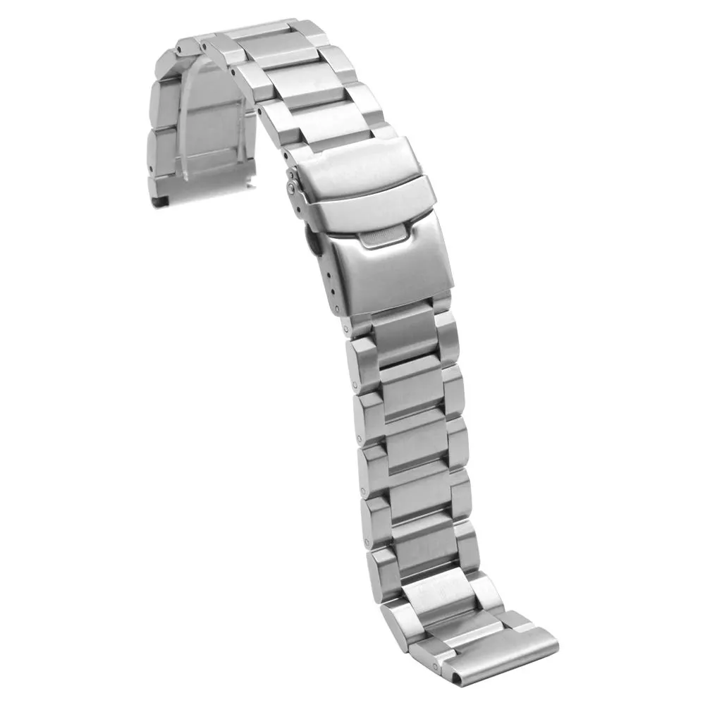 Kai Tian Cinturino per orologio in metallo spazzolato con finitura lucida e massiccia doppia chiusura, per uomini e donne, 18 mm, 20 mm, 21 mm, 22 mm, 24 mm, 26 mm, 26mm - immagine 8