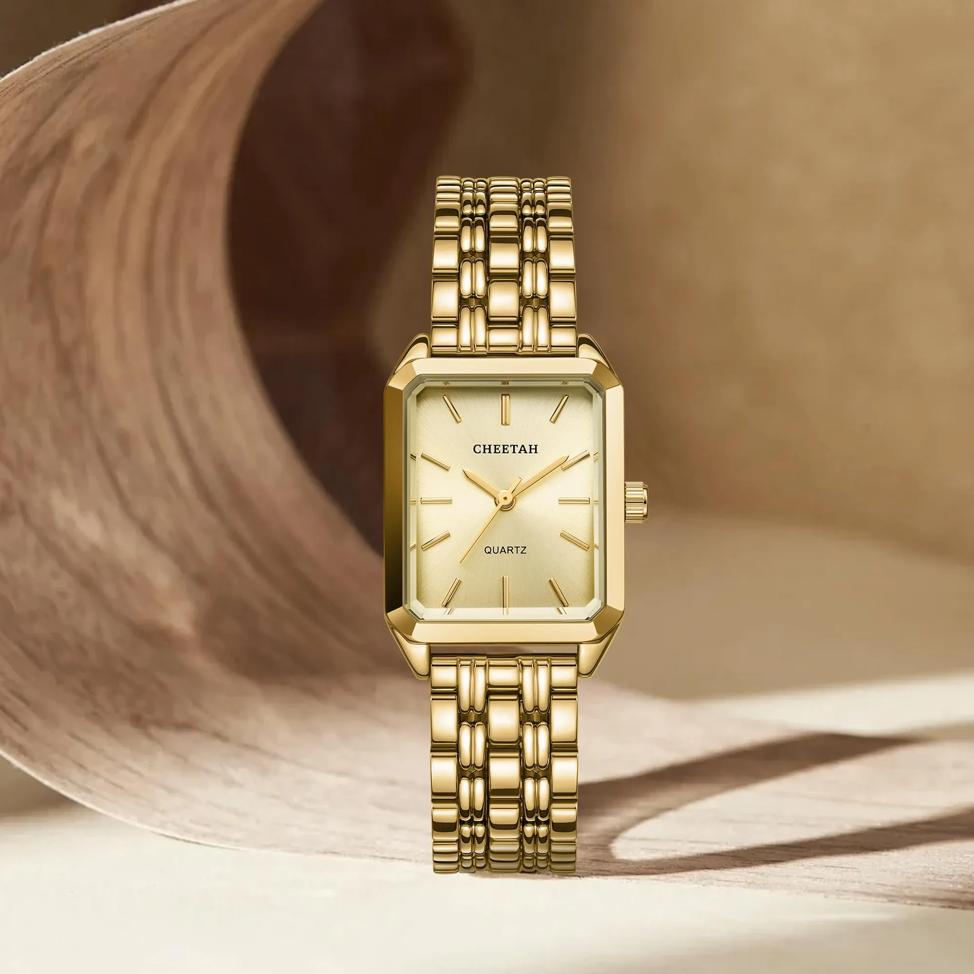 CHEETAH Eleganti Orologi Rettangolari da Donna: Orologio da Donna in oro con Quadrante Analogico in Stile Retrò, Ideale per Occasioni Formali – Orologio da Polso AAnalogico al Quarzo - immagine 4