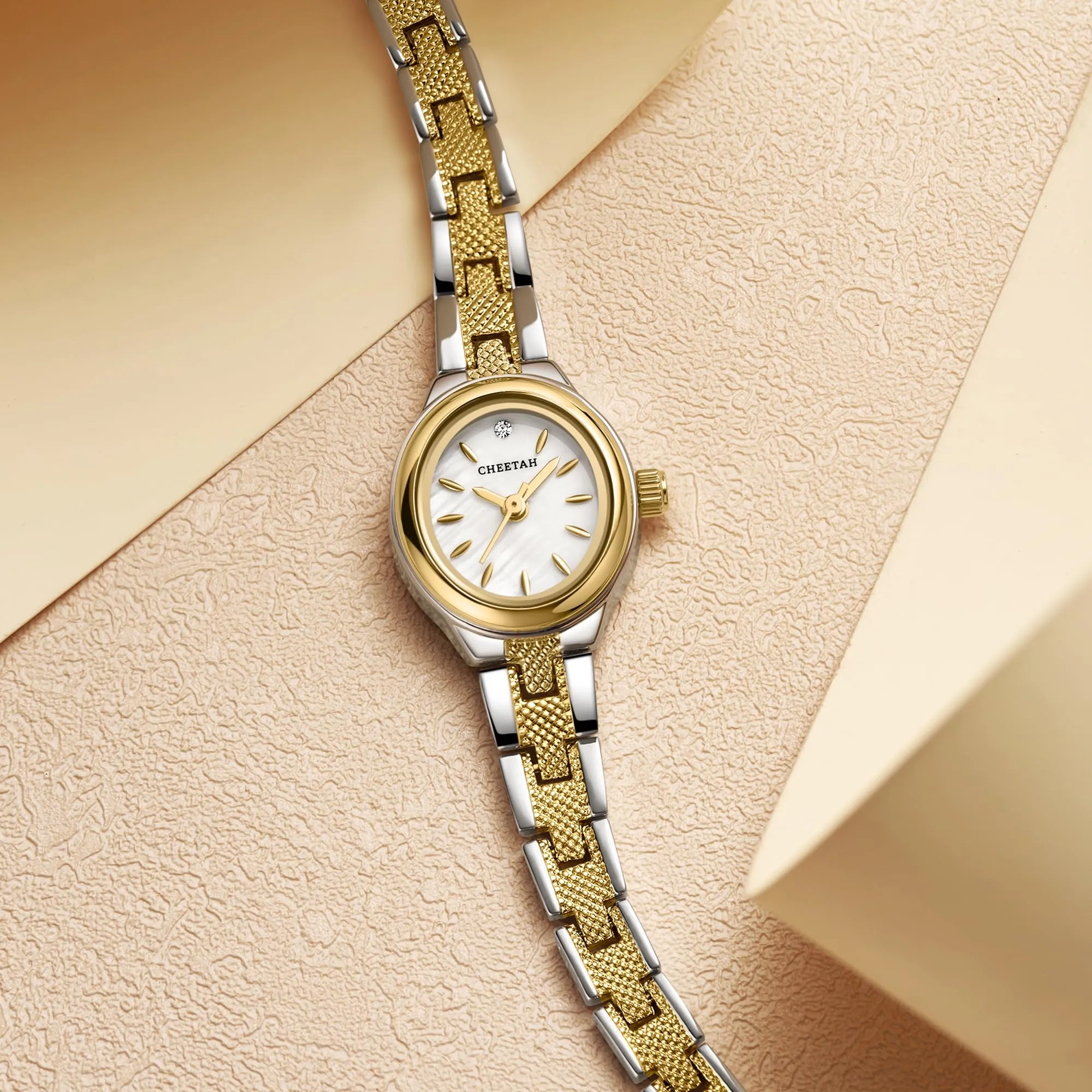 CHEETAH Orologio Donna Dorato Piccolo: Orologio Vintage Ovale al Quarzo con Bracciale Classico in Acciaio Inossidabile, Impermeabile 3 ATM - immagine 4