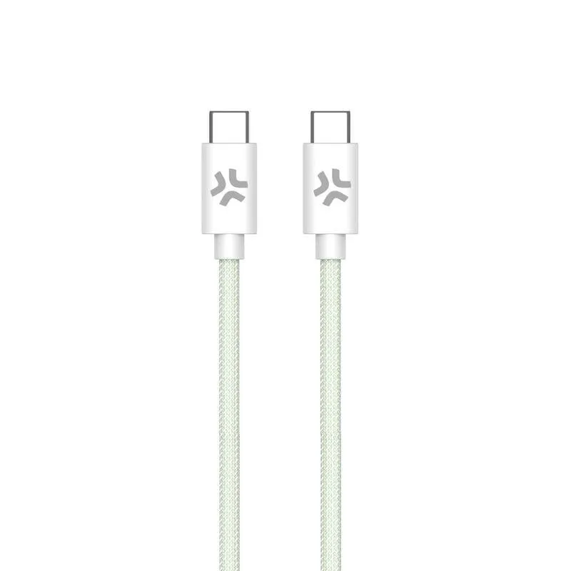 Cavo USB-C a USB-C Celly Intrecciato 1,5 m Verde/Bianco - immagine 1