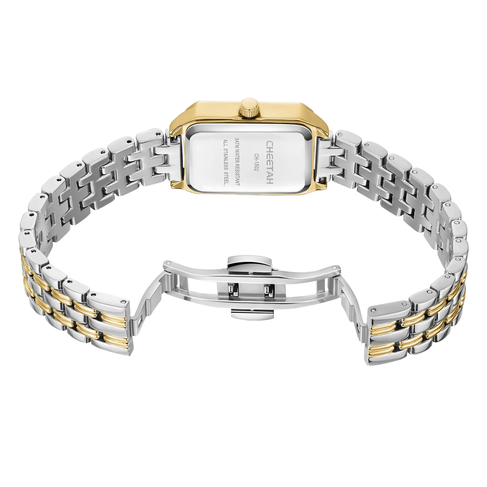 CHEETAH Eleganti Orologi Rettangolari da Donna: Orologio da Donna in oro con Quadrante Analogico in Stile Retrò, Ideale per Occasioni Formali – Orologio da Polso Analogico al Quarzo - immagine 2