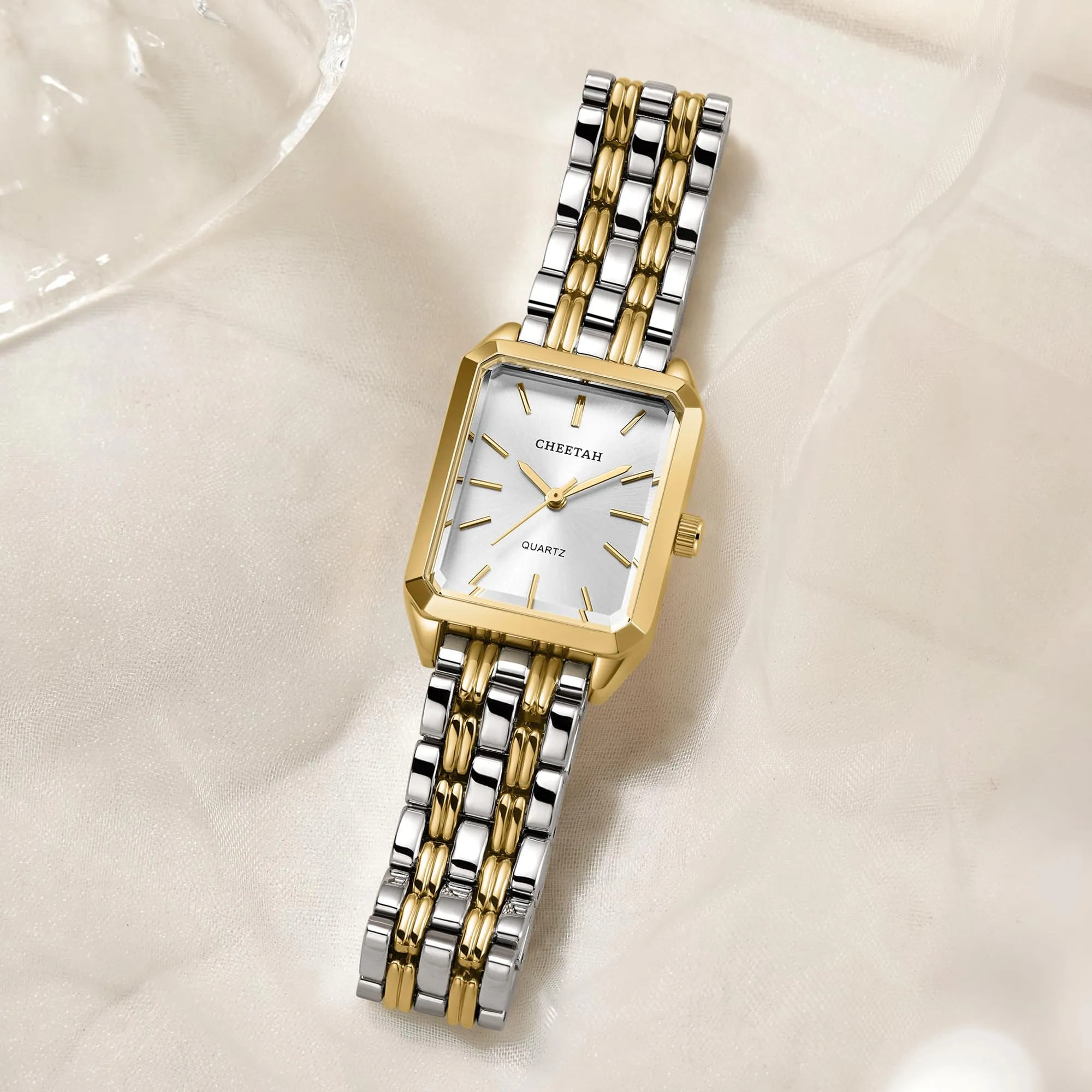 CHEETAH Eleganti Orologi Rettangolari da Donna: Orologio da Donna in oro con Quadrante Analogico in Stile Retrò, Ideale per Occasioni Formali – Orologio da Polso Analogico al Quarzo - immagine 4