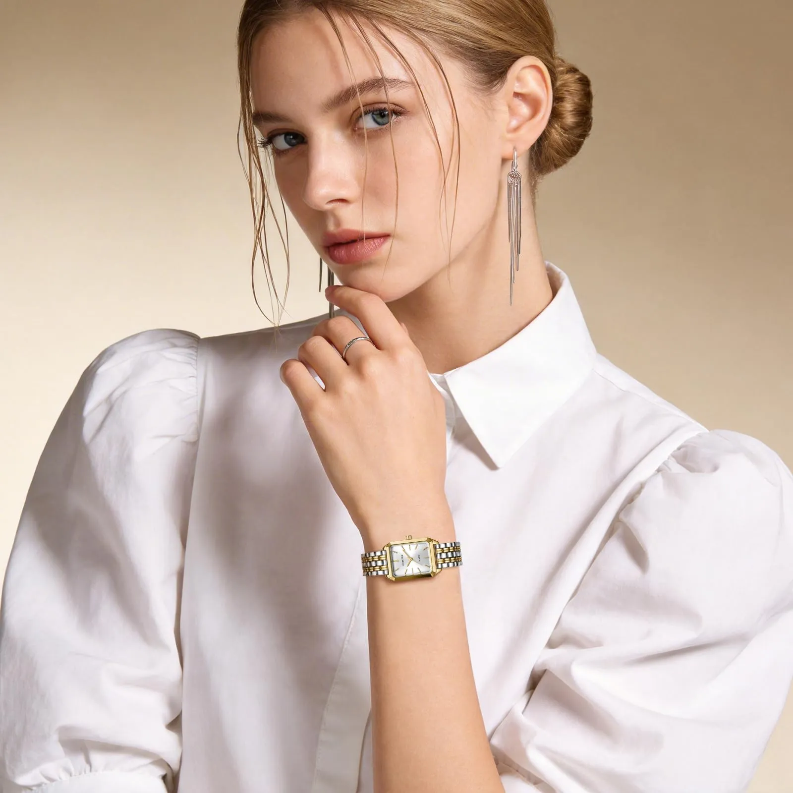 CHEETAH Eleganti Orologi Rettangolari da Donna: Orologio da Donna in oro con Quadrante Analogico in Stile Retrò, Ideale per Occasioni Formali – Orologio da Polso Analogico al Quarzo - immagine 7