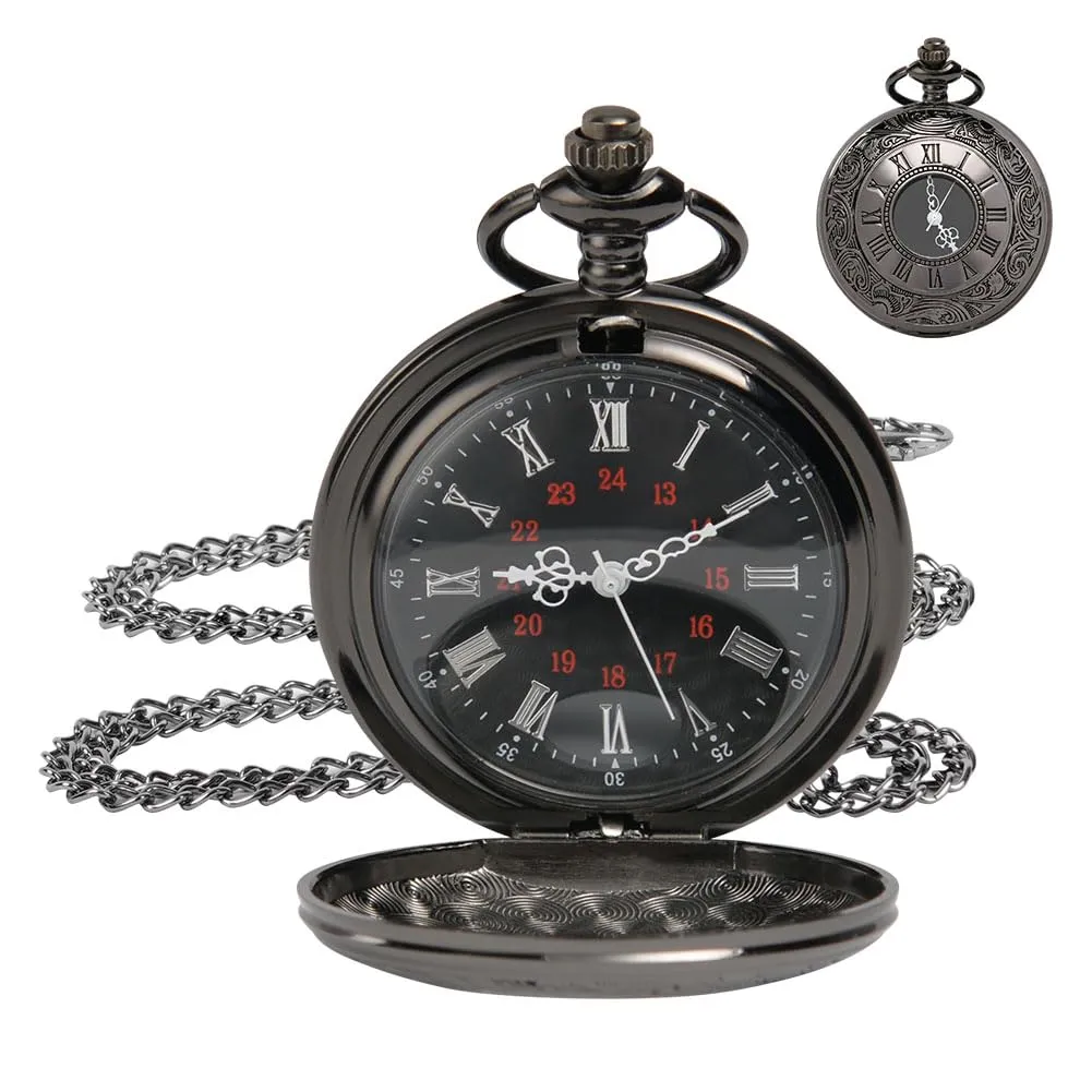 OFFCUP Orologio da Tasca al Quarzo Vintage con Catena Numeri Arabi Liscio - immagine 1