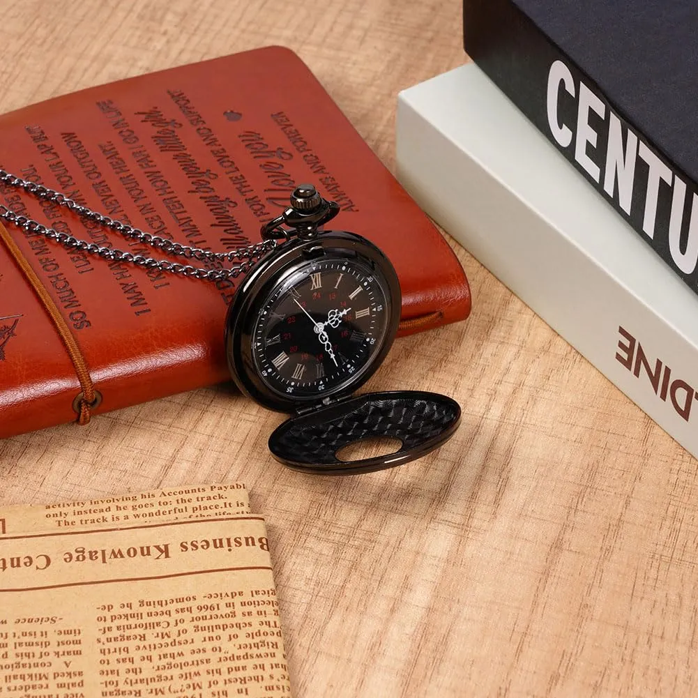 OFFCUP Orologio da Tasca al Quarzo Vintage con Catena Numeri Arabi Liscio - immagine 6