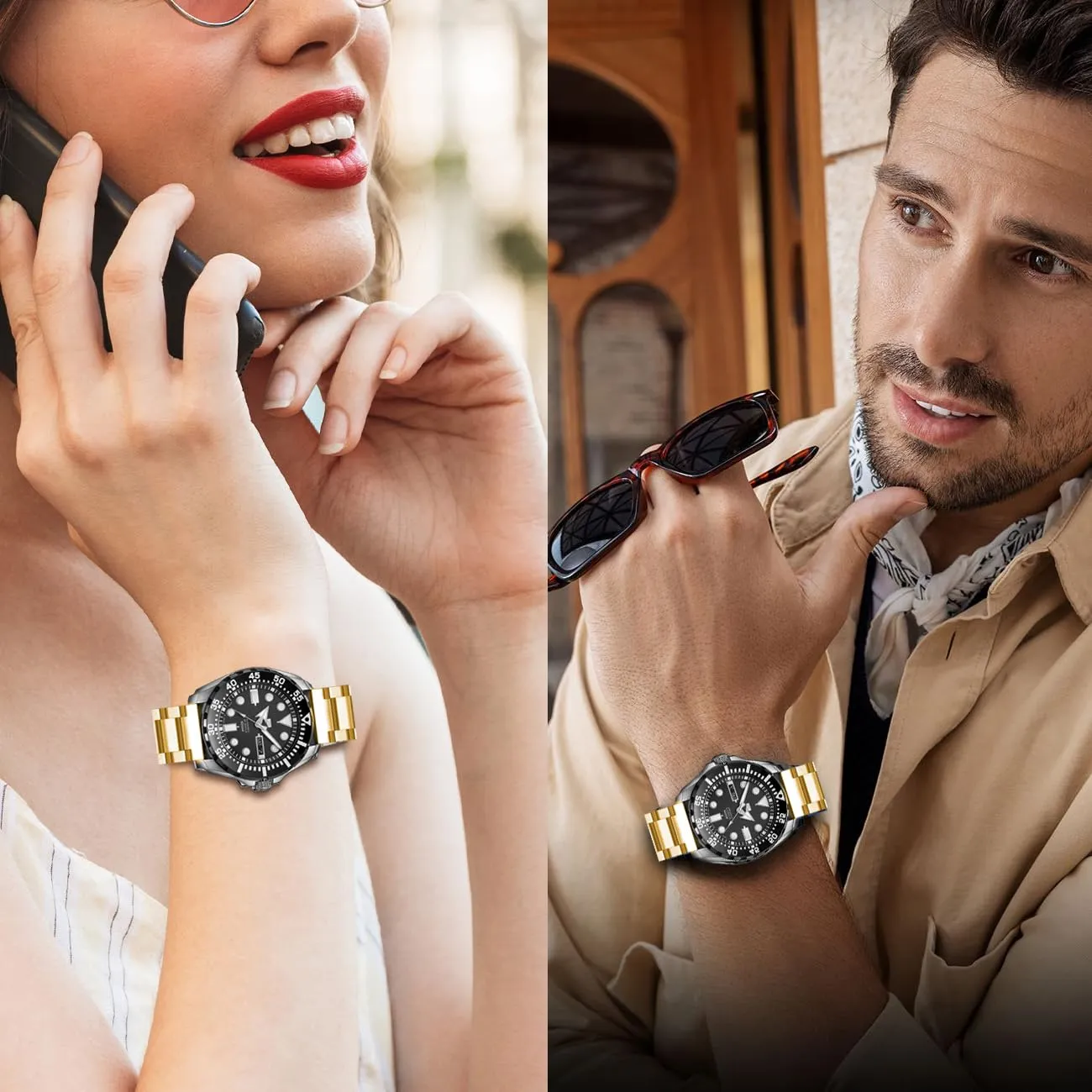 Kai Tian Cinturino in acciaio inossidabile a doppio lucchetto solido, cinturino metallico di ricambio per orologi con finitura spazzolata per uomo e donna 18mm 21mm 20mm 22mm 24mm 26mm Nero Argento - immagine 2
